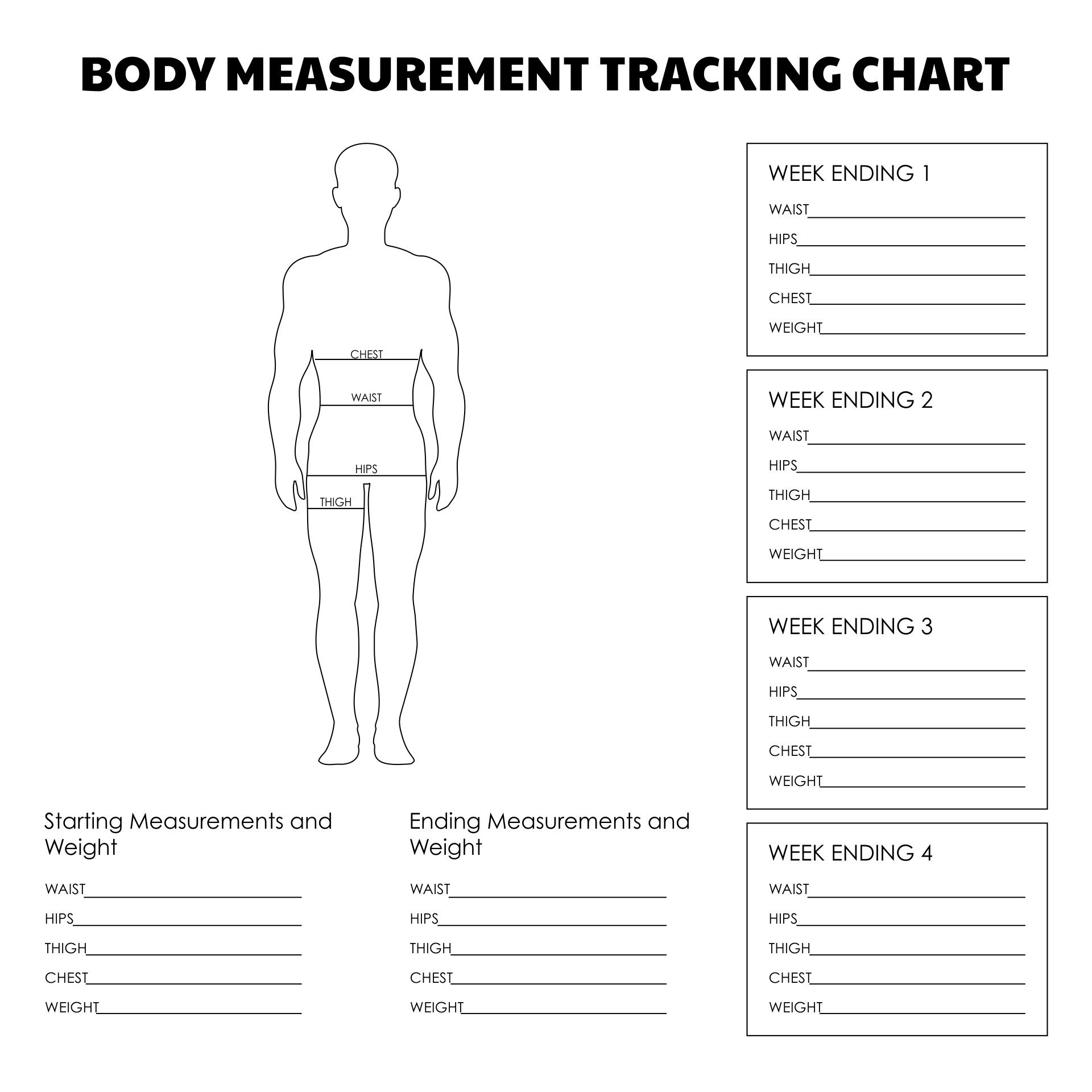 Printable Male Body Measurements Chart | Farrah Printable