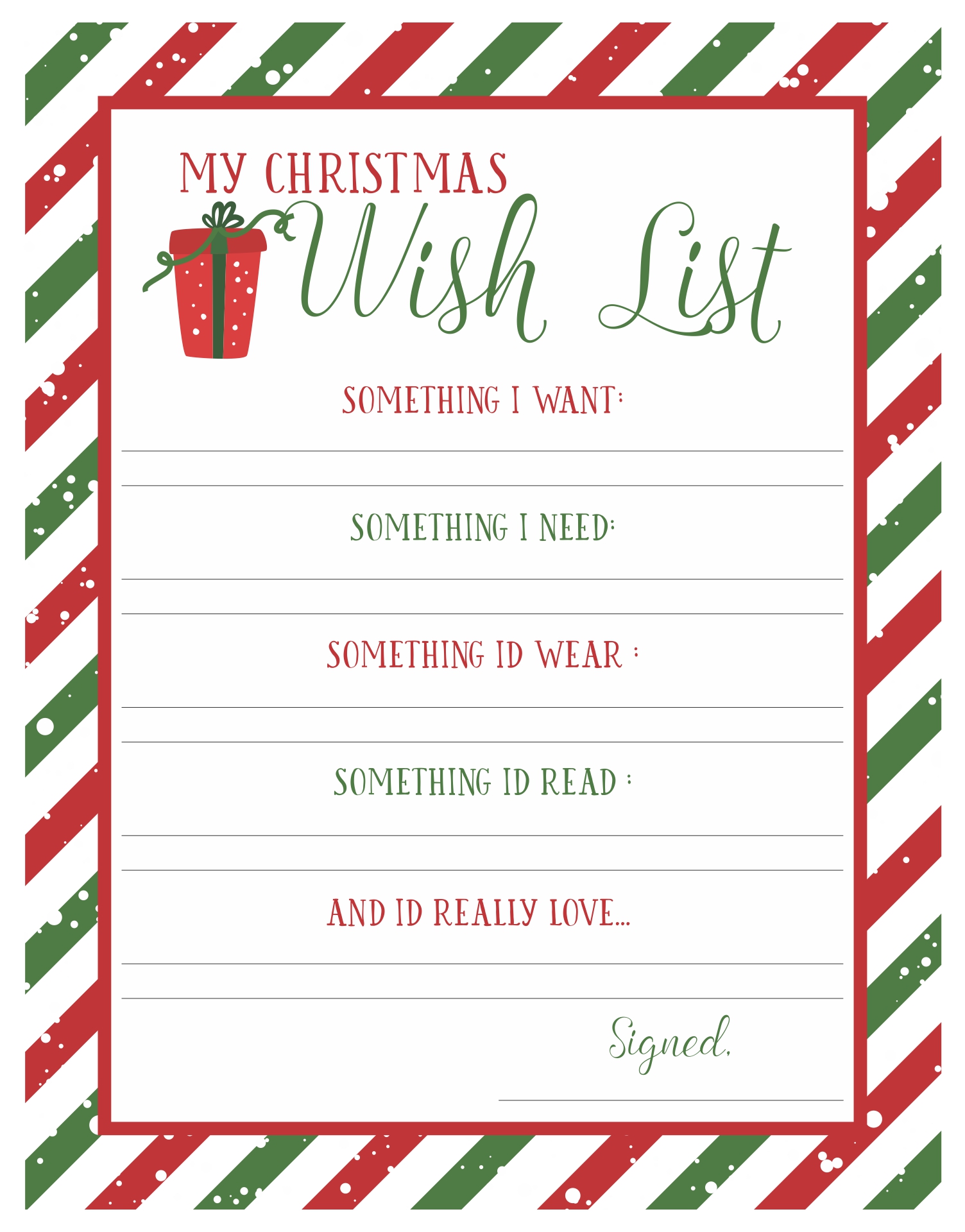 Printable Christmas Gift List Template