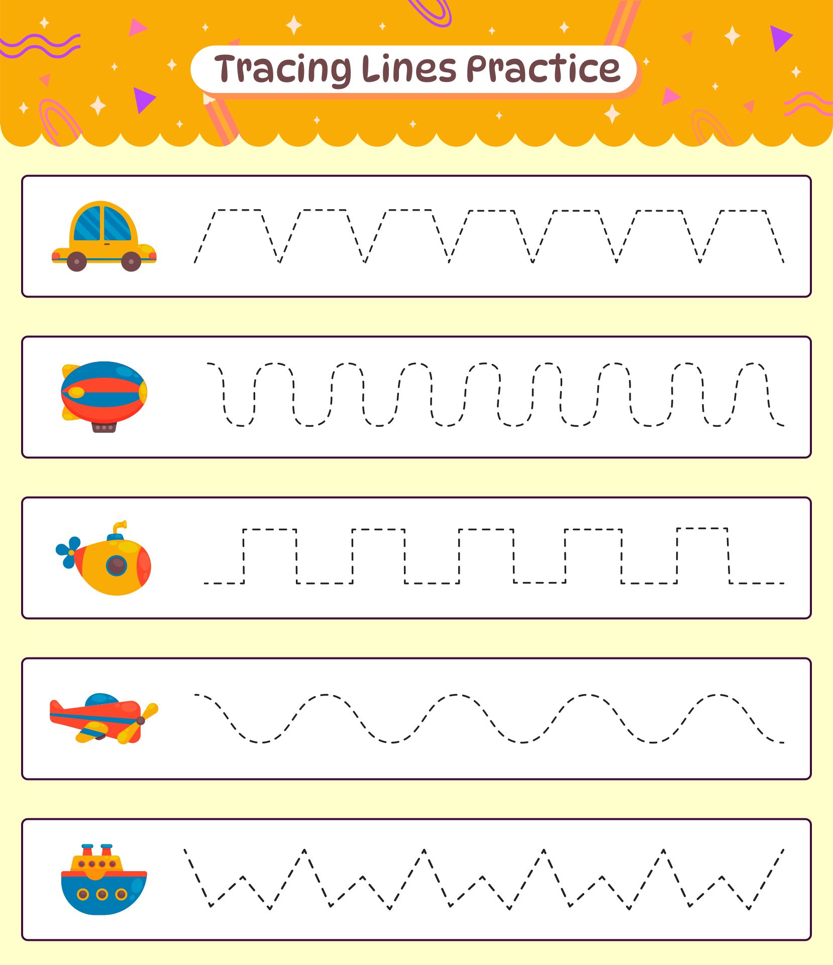 printable worksheet tracing lines