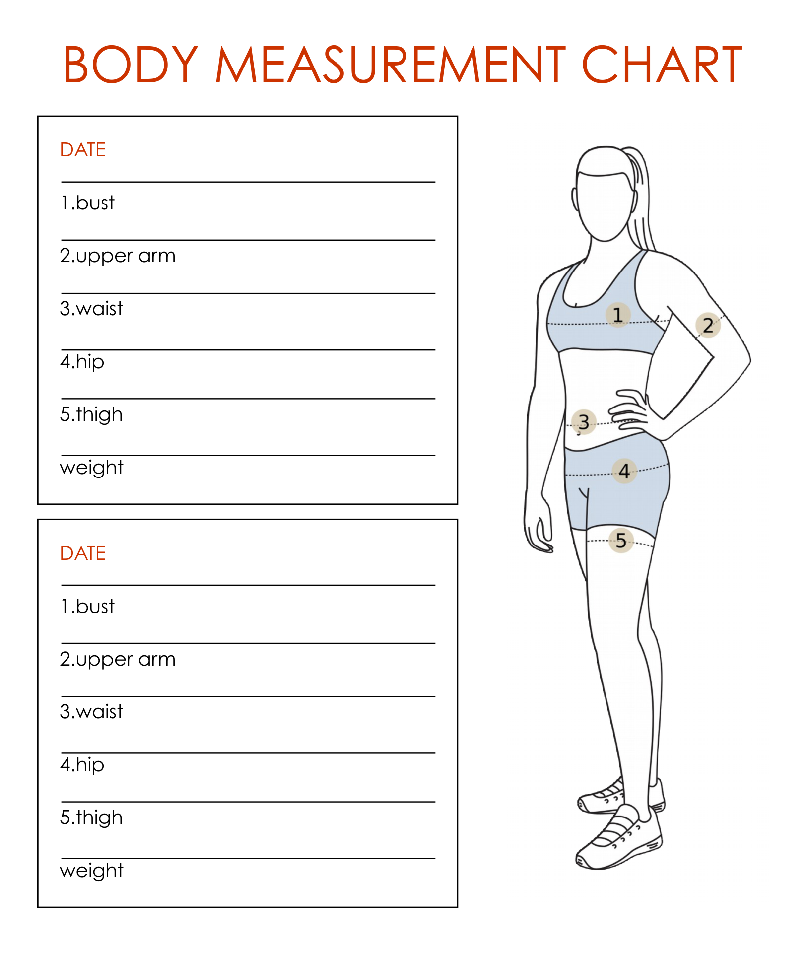 Printable Body Measurements Chart For Weight Loss Pdf