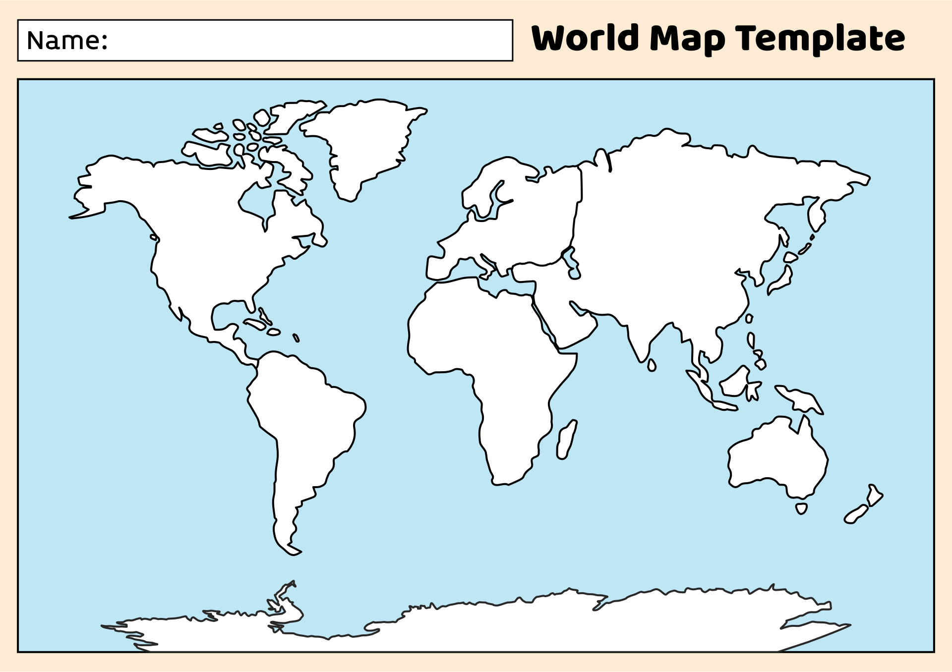 Free Printable World Map Template