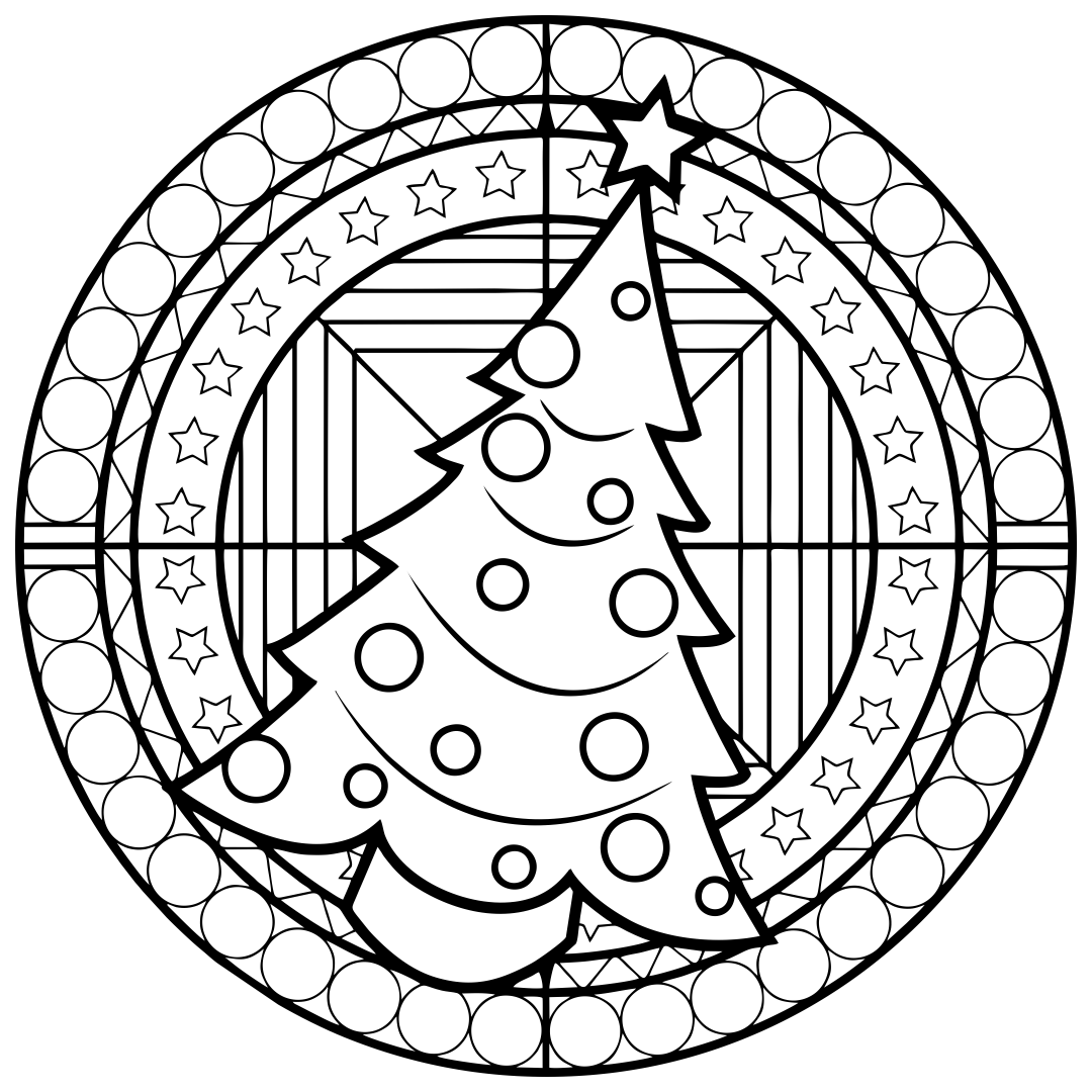 Adult Christmas Coloring Page Mandala