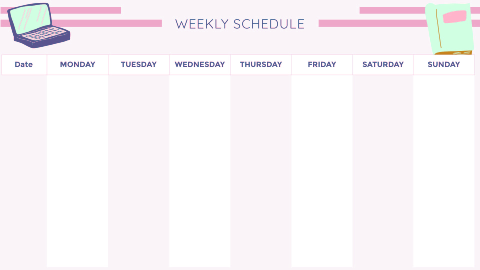 Blank Weekly Calendar Template with Times
