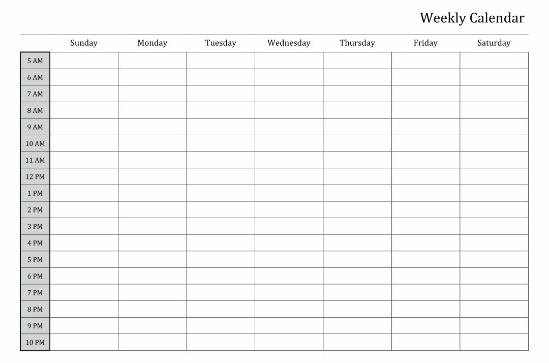 Printable Blank Weekly Time Slots