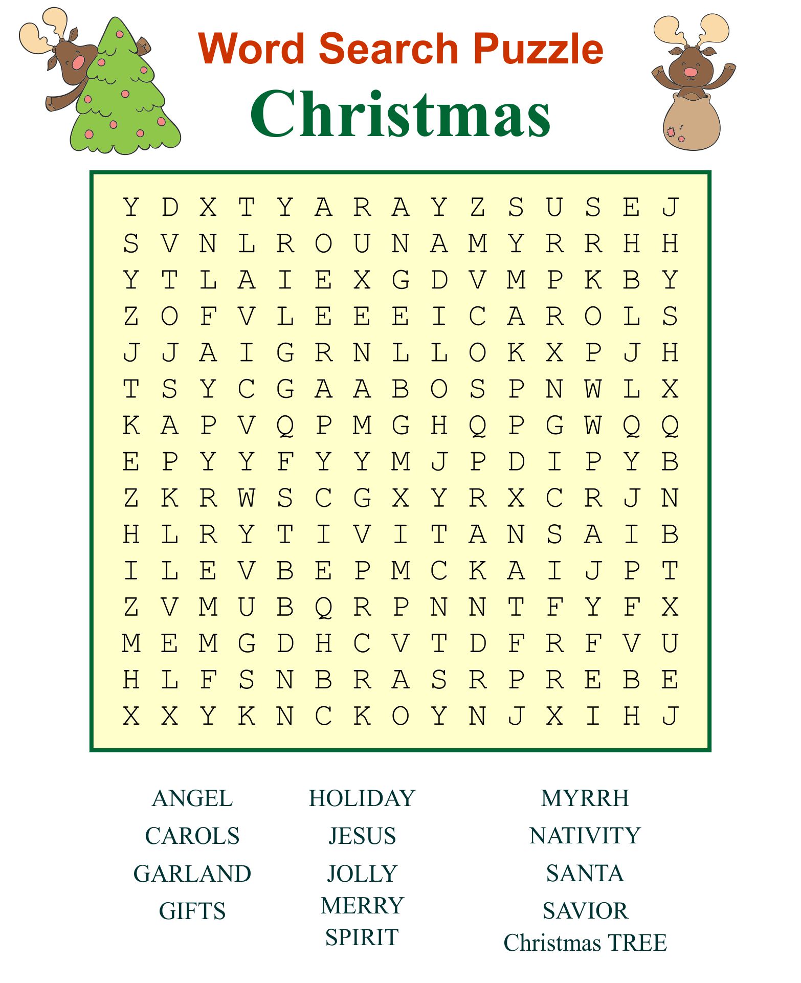 Christmas Word Search Printable