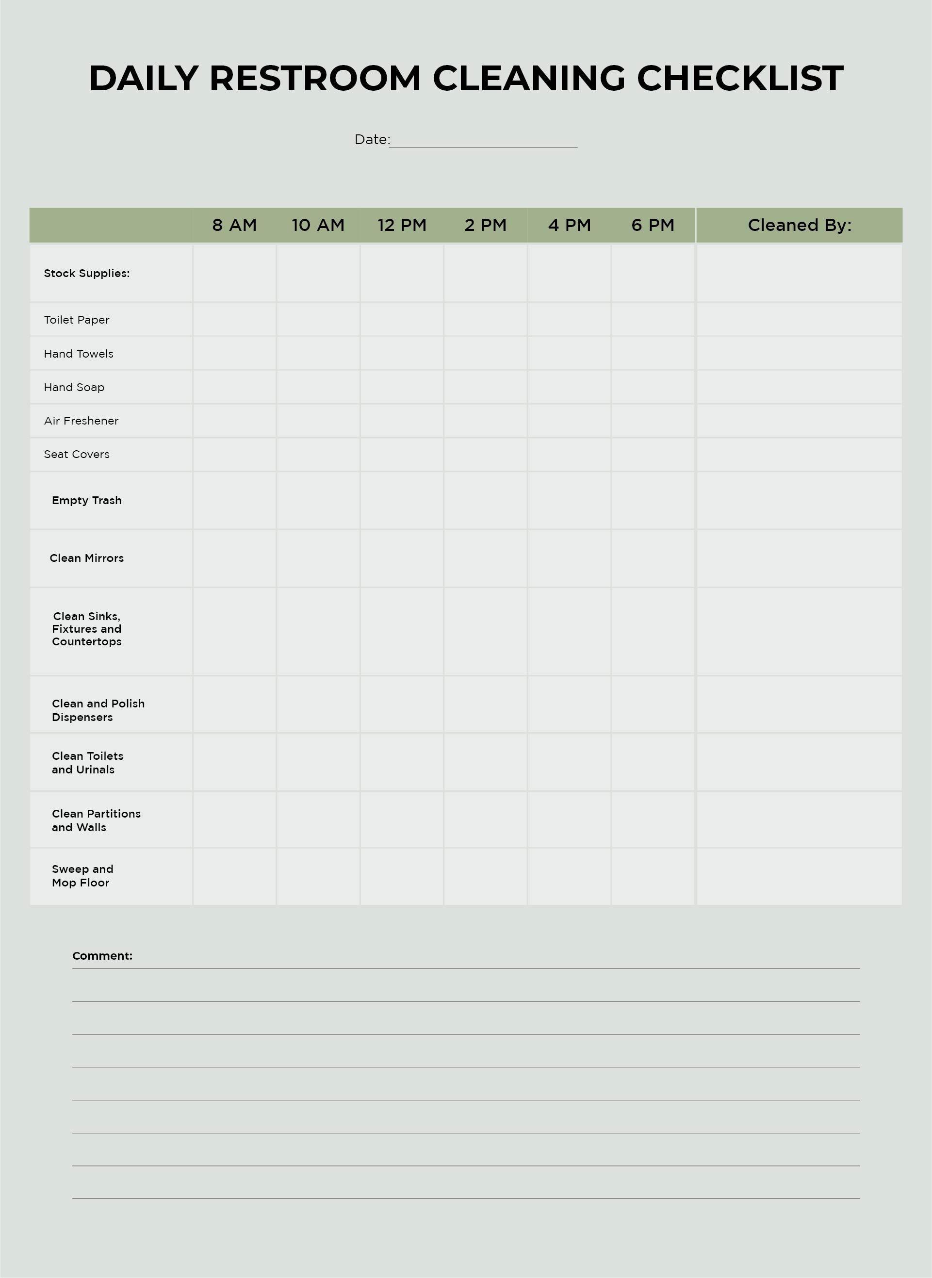 Restaurant Kitchen Cleaning Schedule Template from www.printablee.com