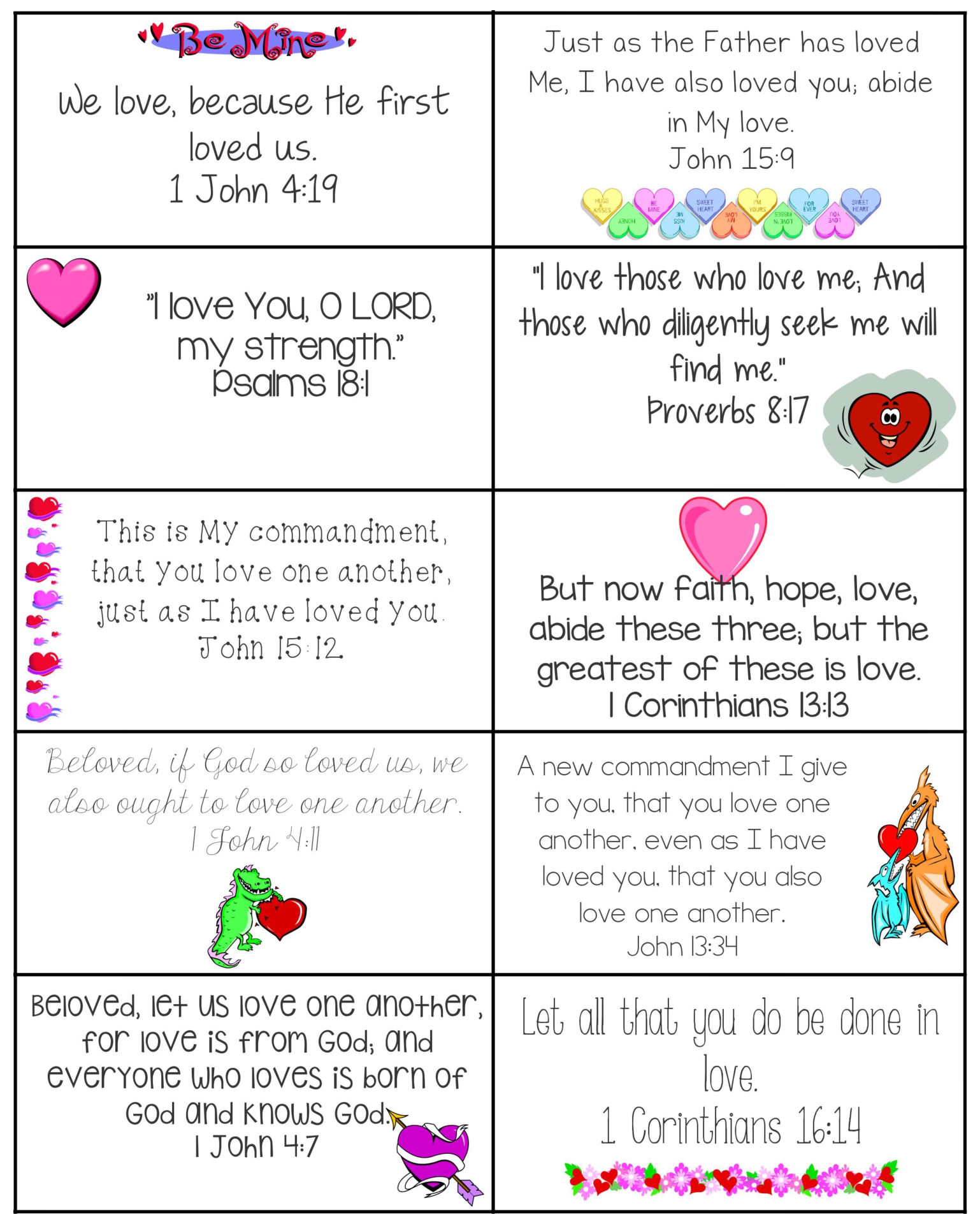 Printable Christian Bible Verse Valentine Cards