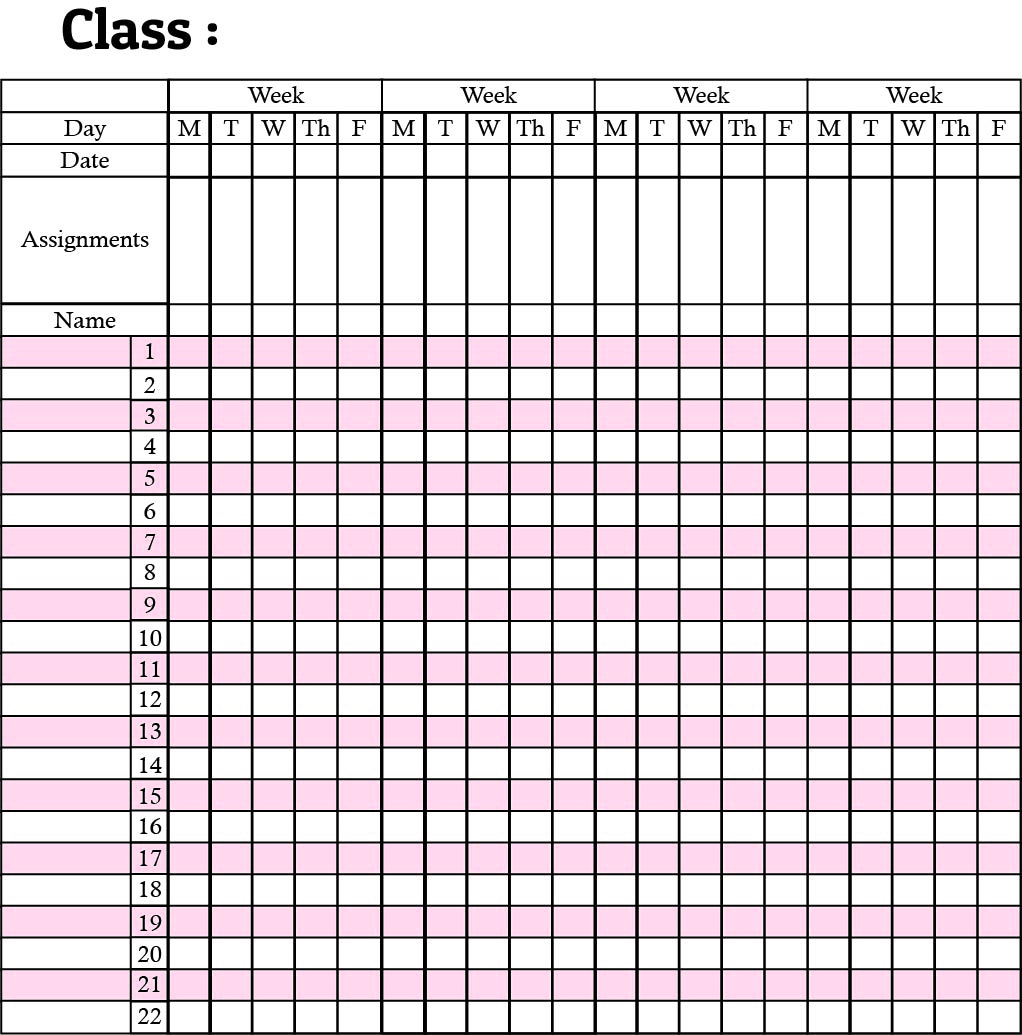 Printable Teacher Grade Book Sheets