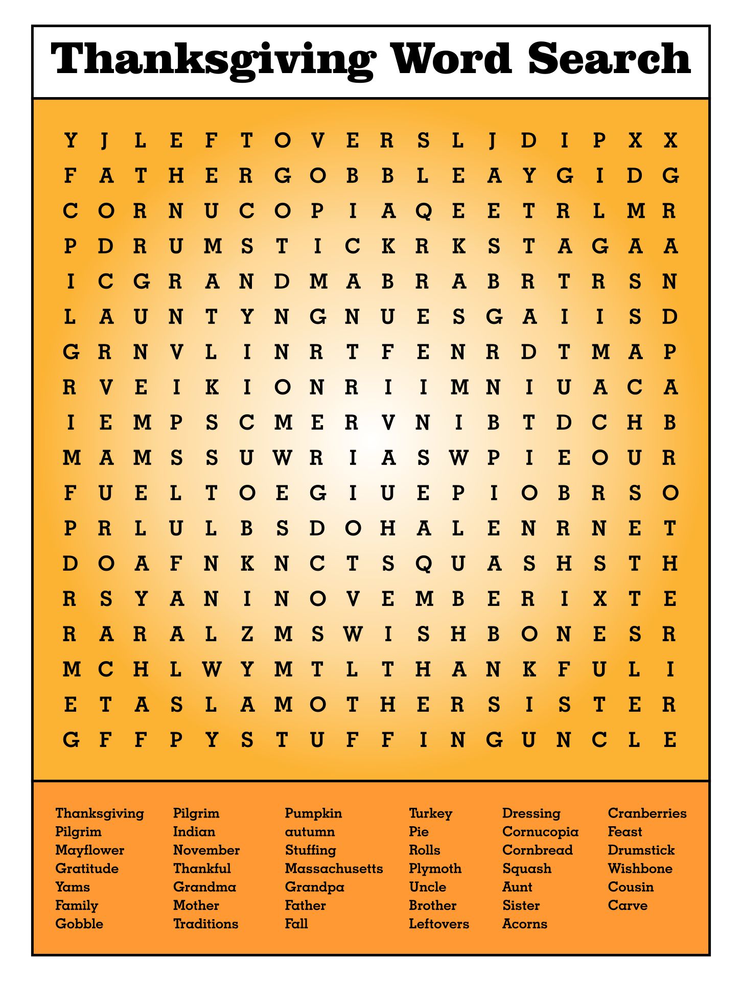 Thanksgiving Word Search Puzzles Printable Image