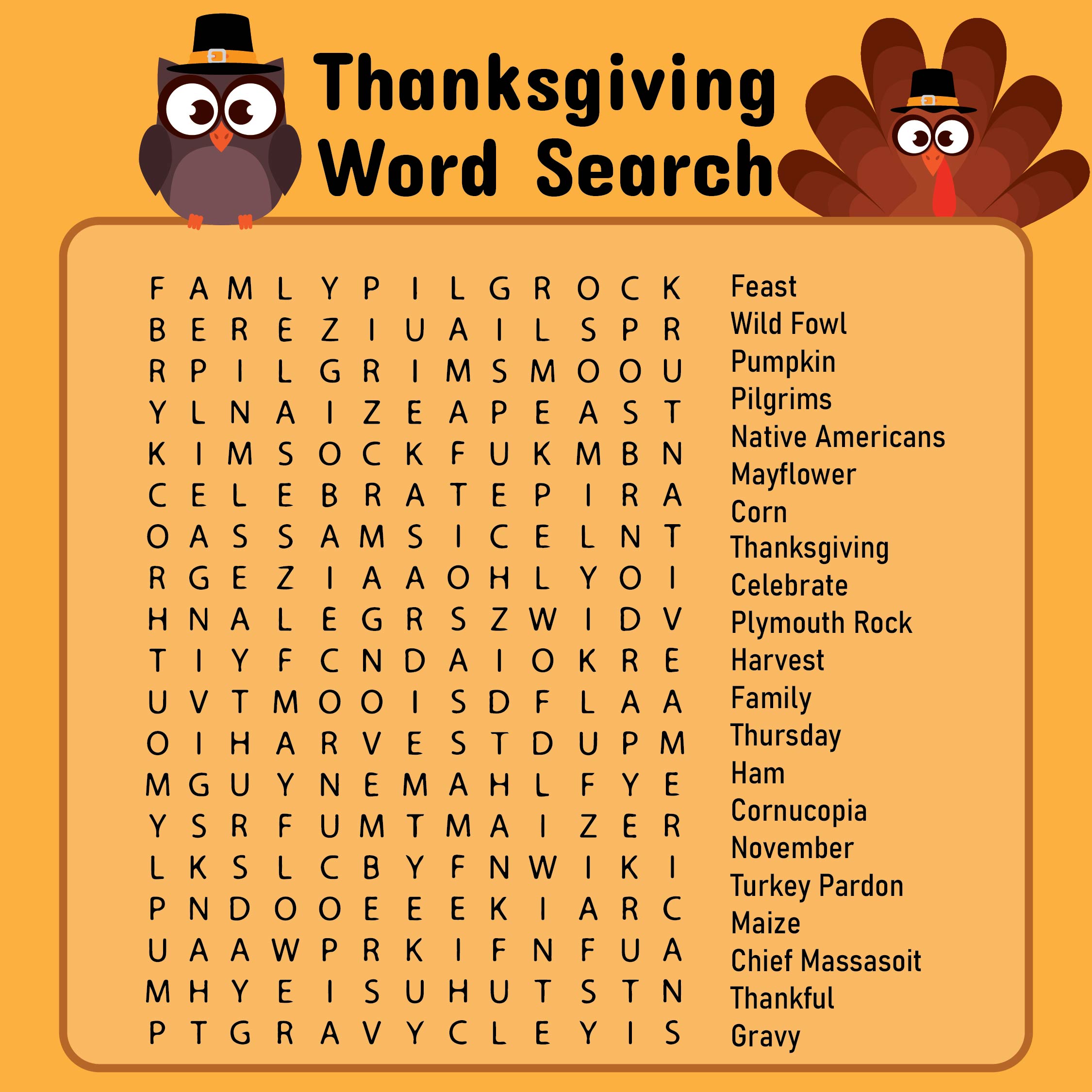 5 Best Printable Thanksgiving Puzzles Word Searches For Adults
