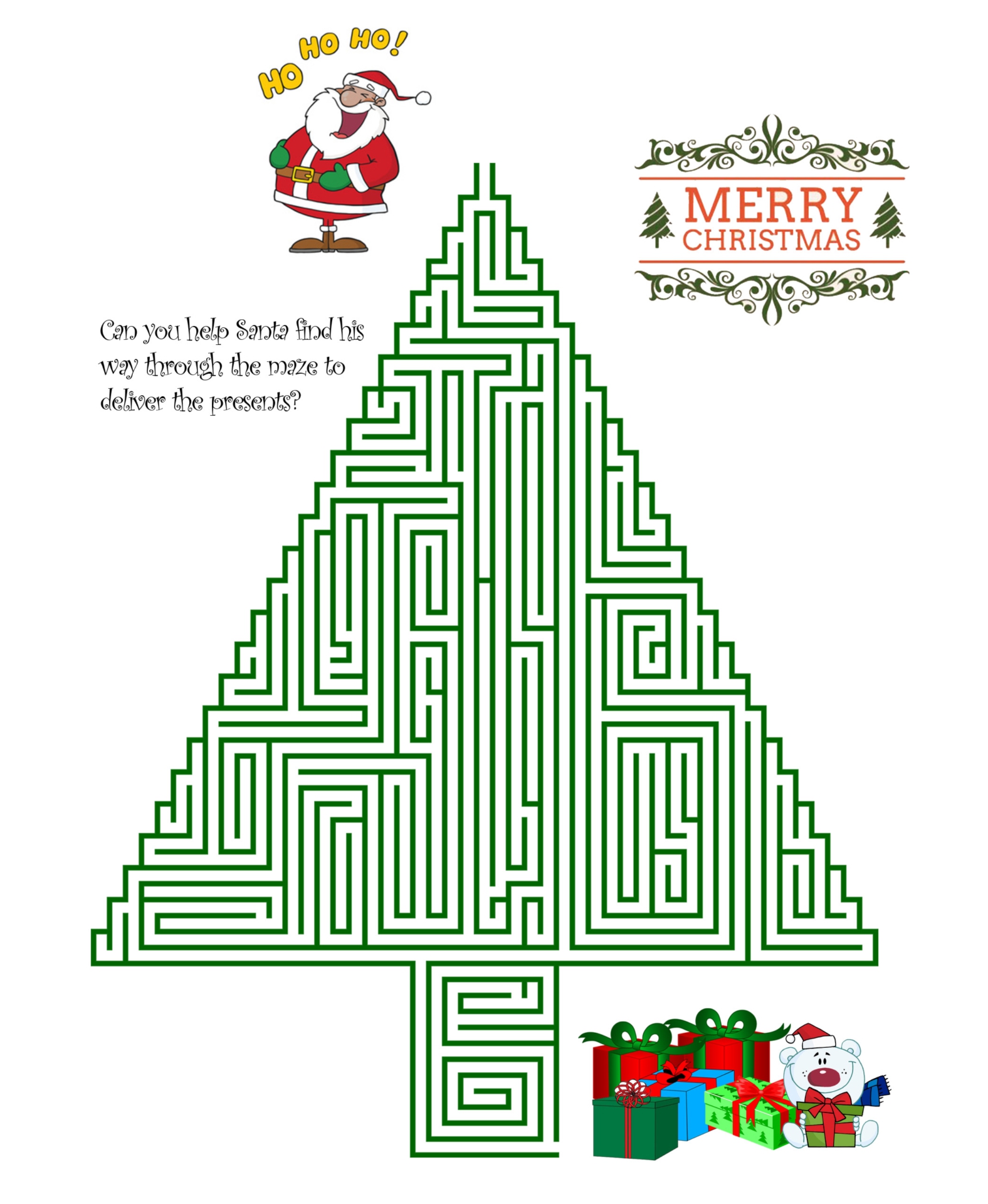 Hard Christmas Mazes Printable