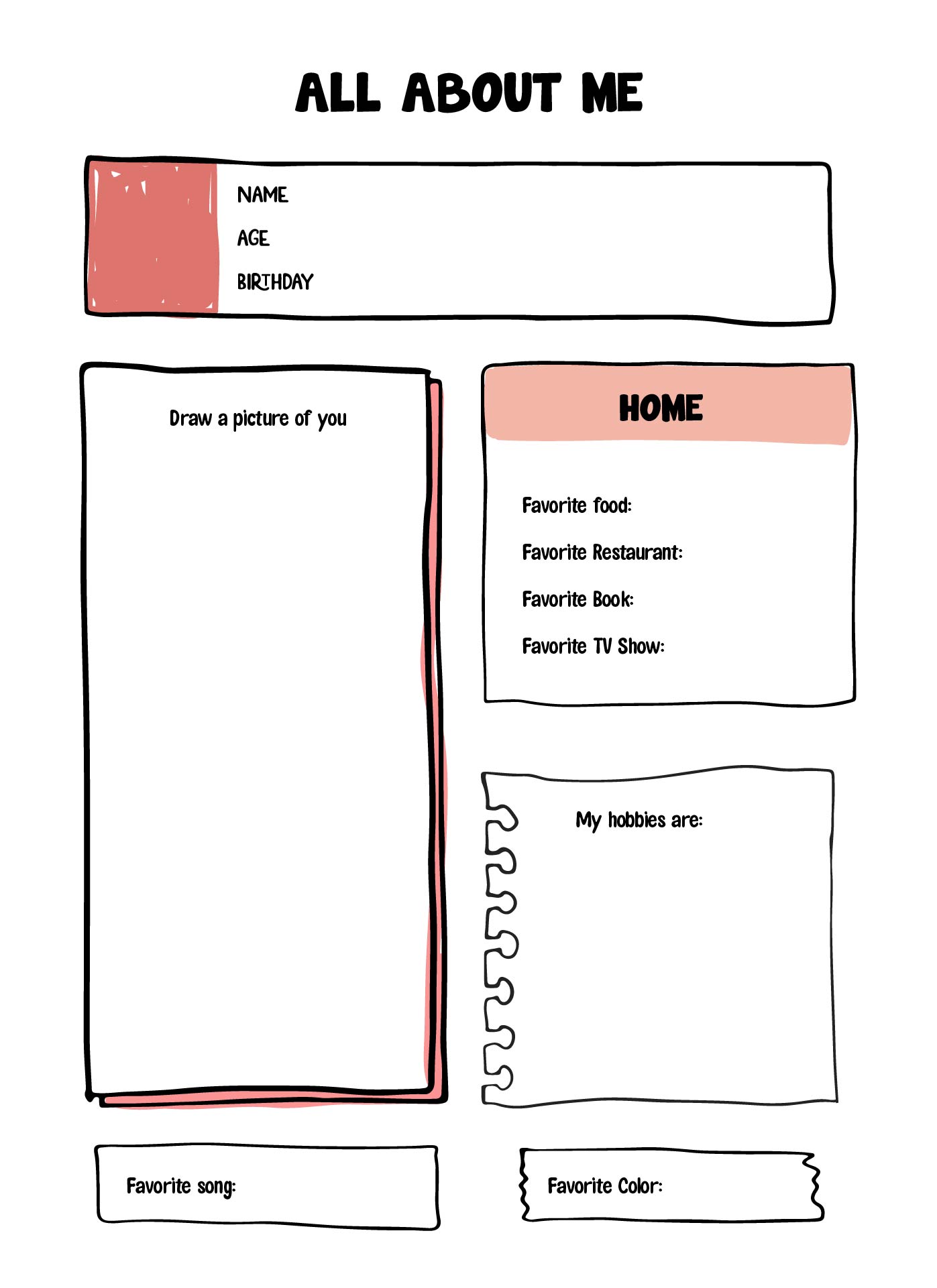 Preschool All About Me Worksheets Printables