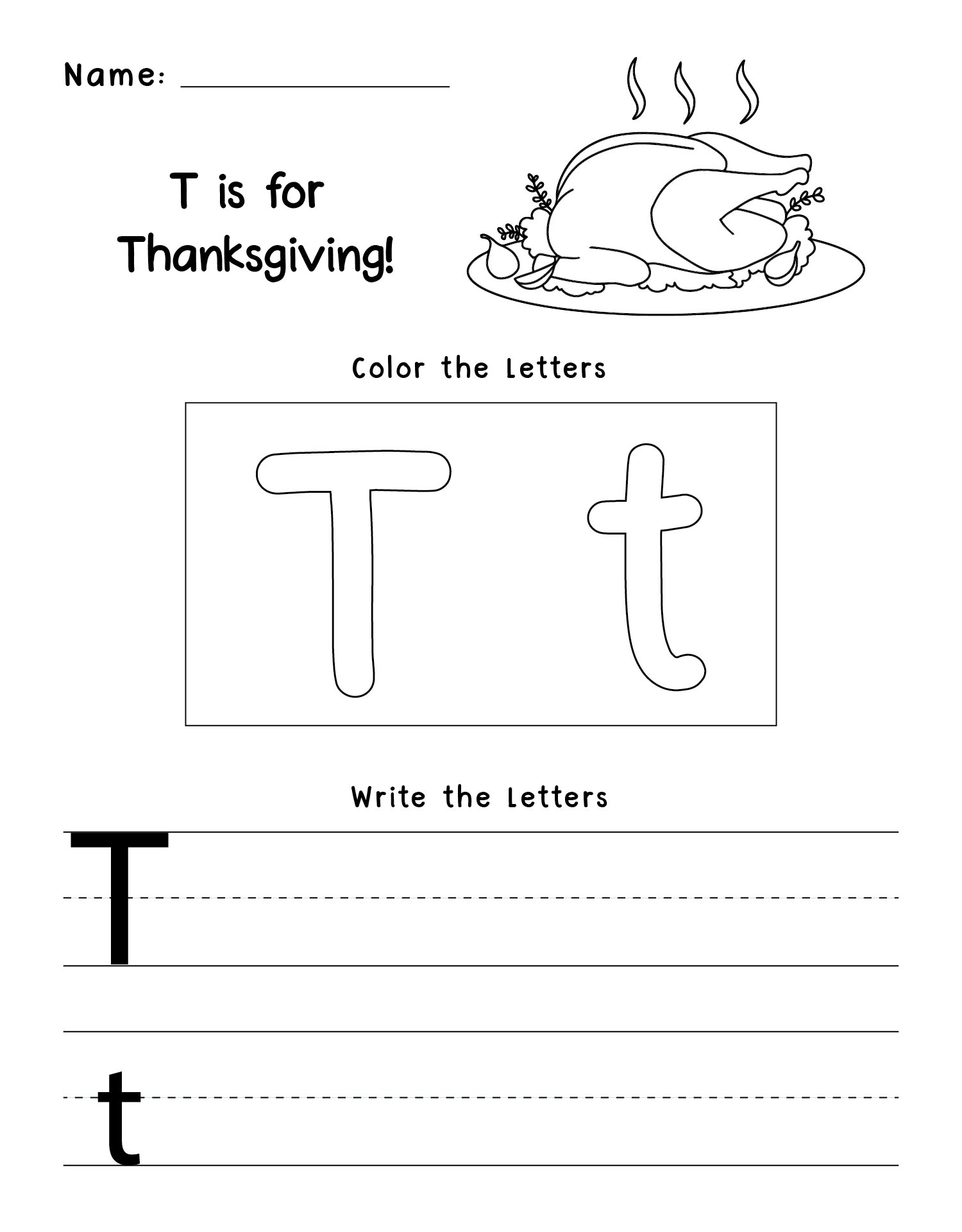 Preschool Tracing Letter T