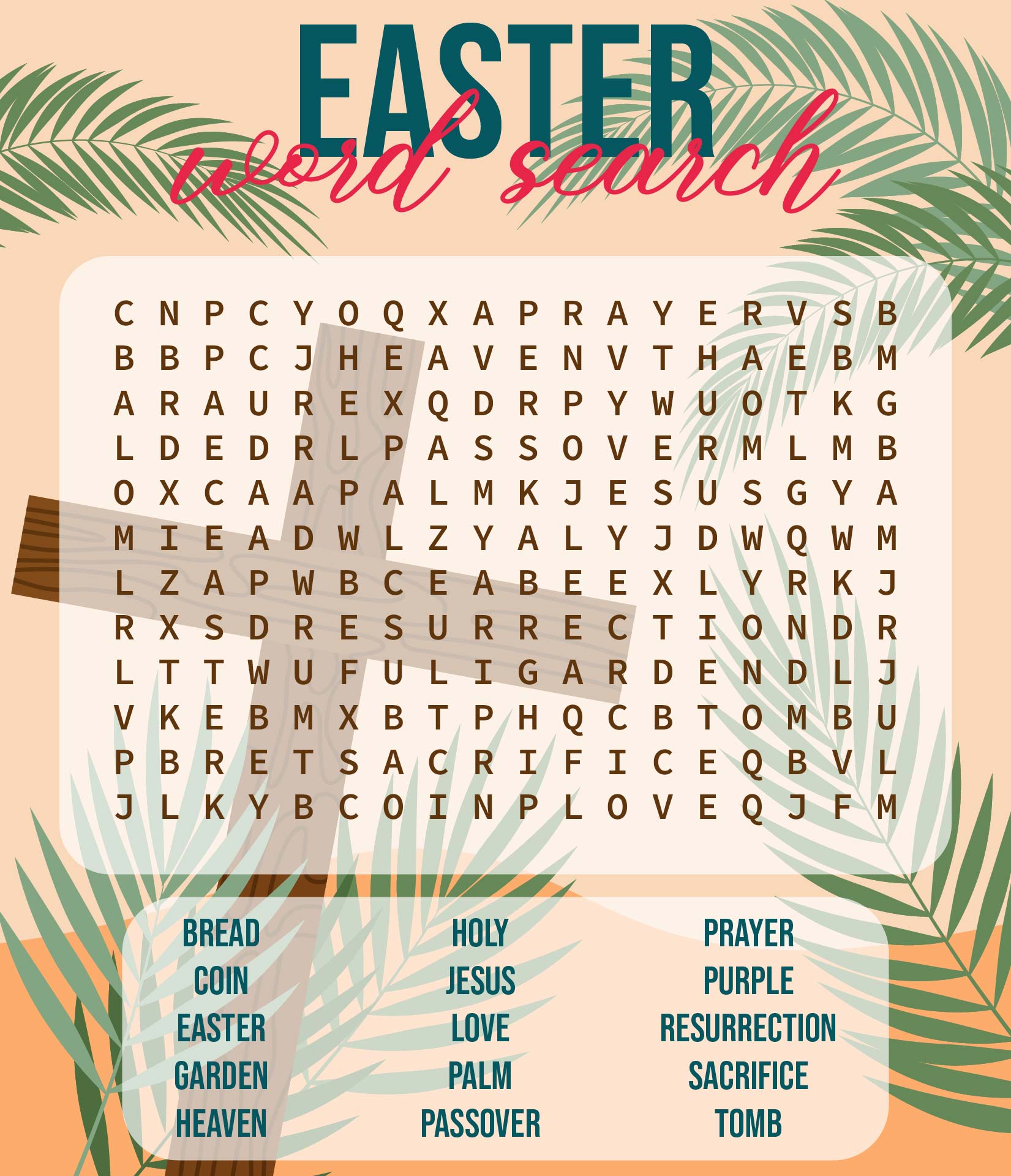 Printable Easter Word Search for Kids