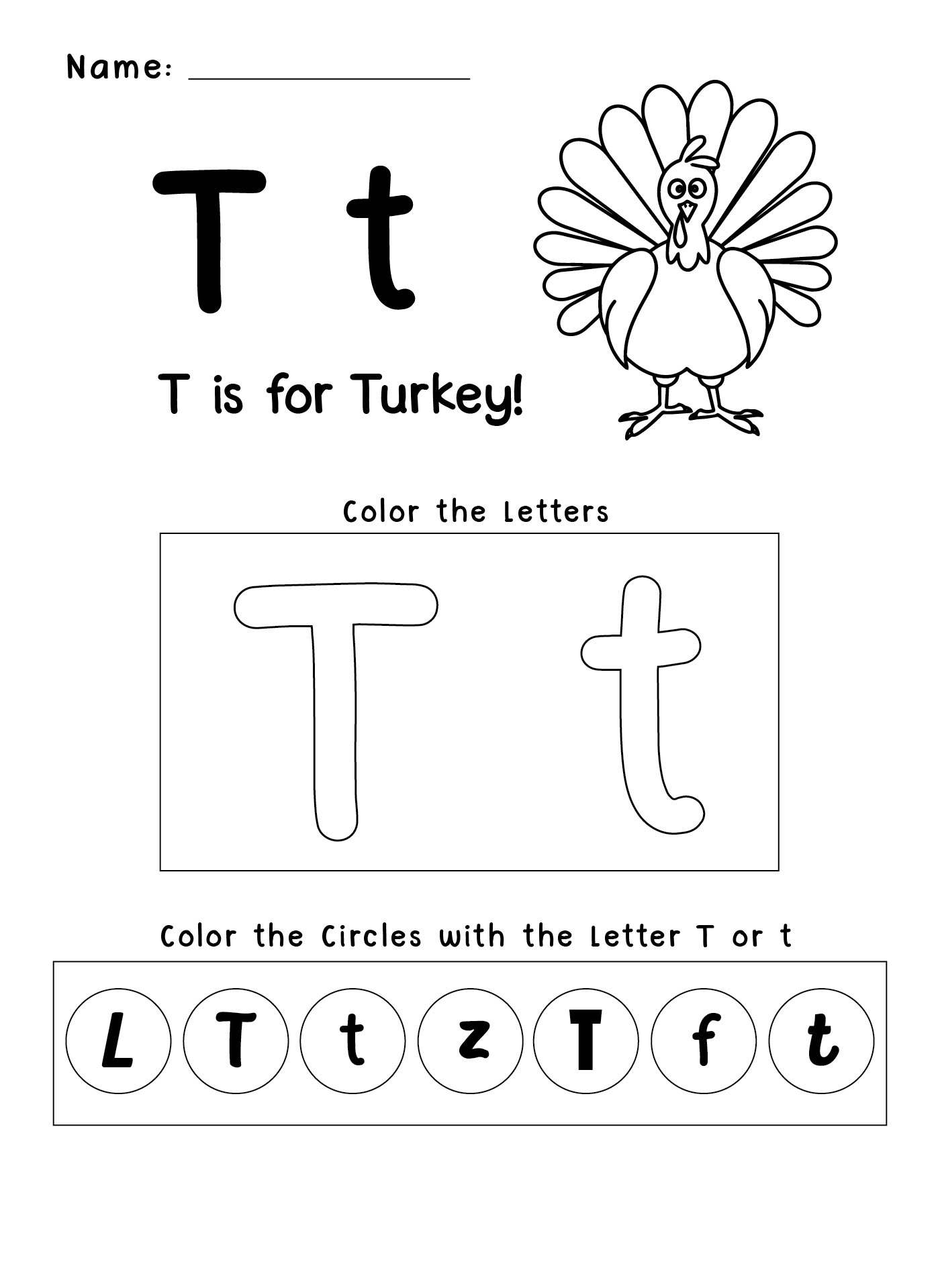 Printable Letter T Preschool Worksheet