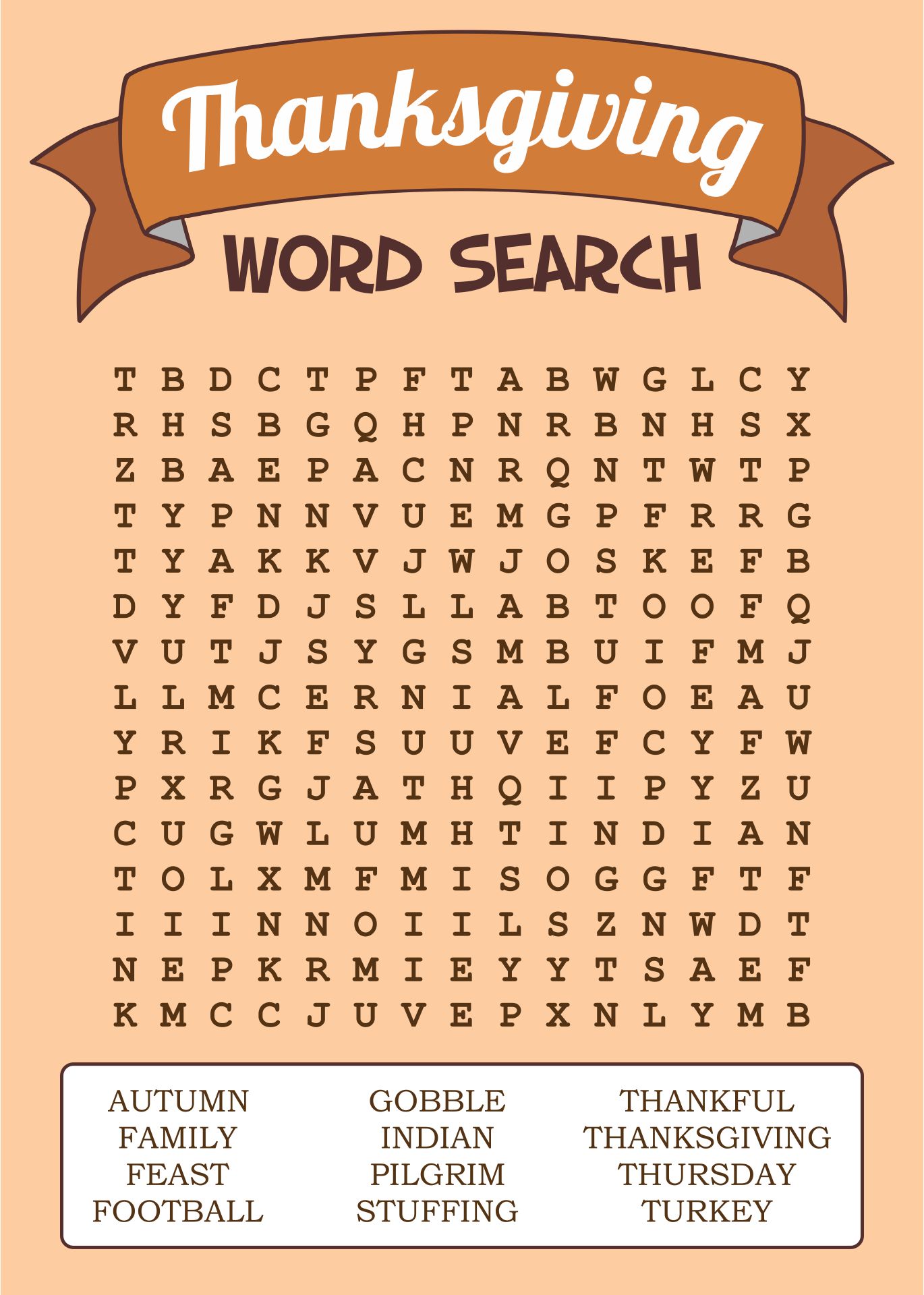6 Best Thanksgiving Word Search Puzzles Printable