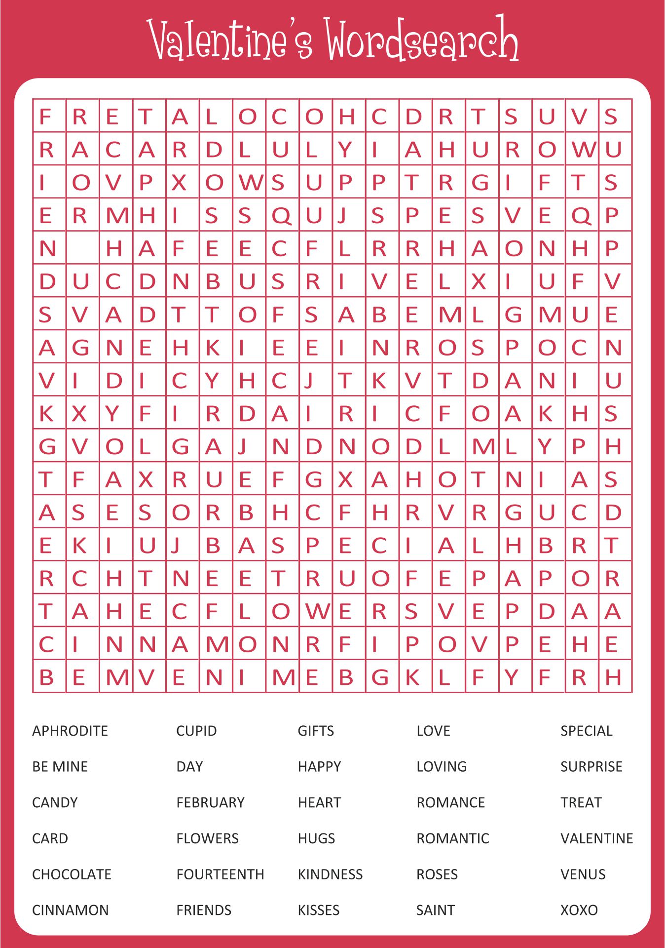 Printable Valentine Word Games