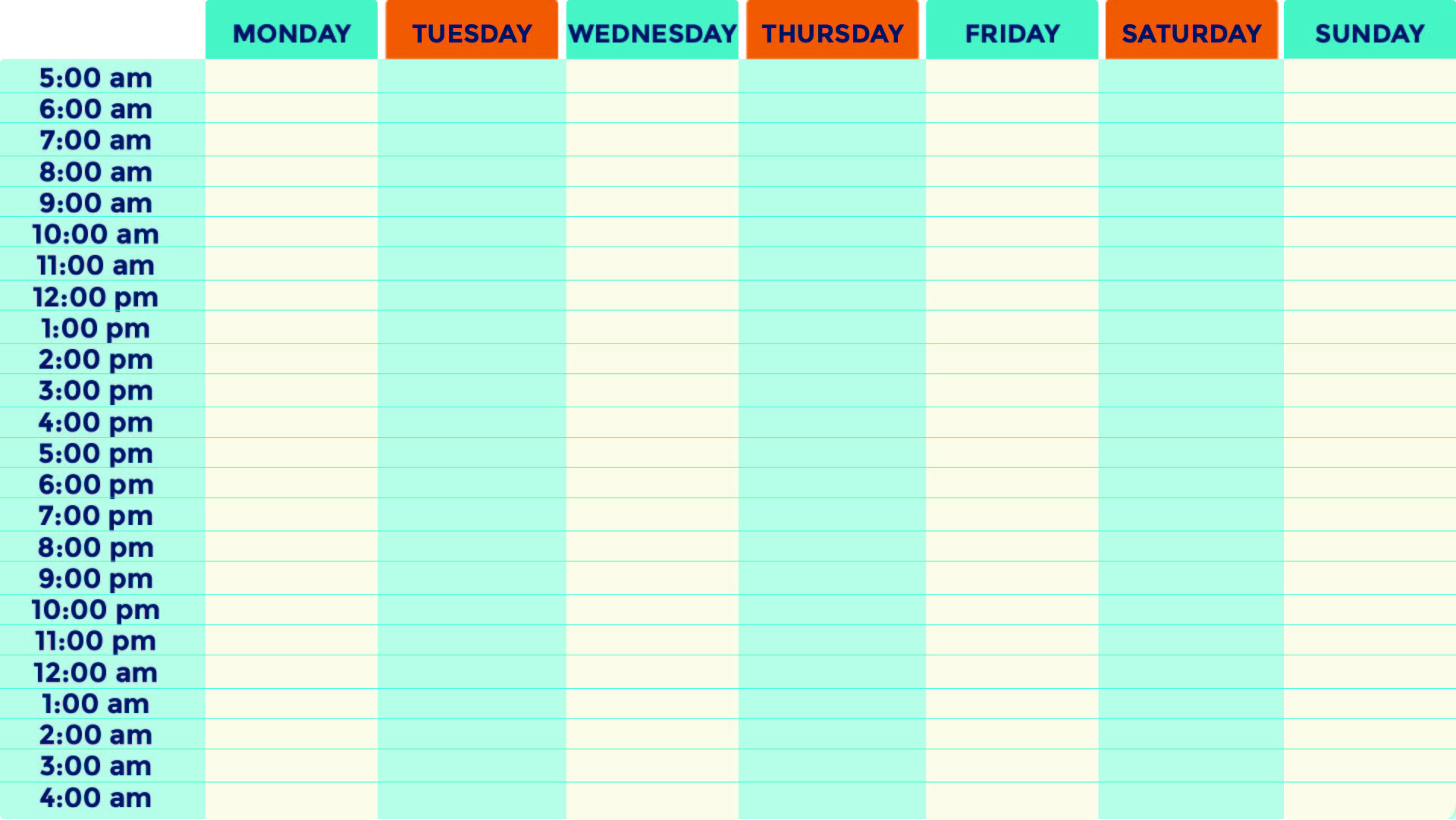 Weekly Calendar With Time Slots Printable Free