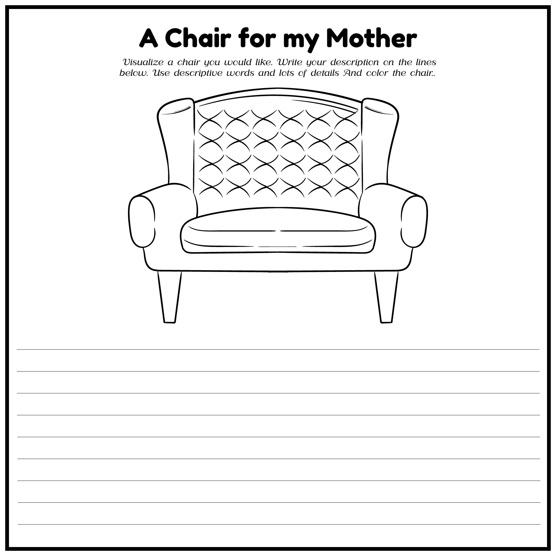 A Chair for My Mother Printable Worksheets