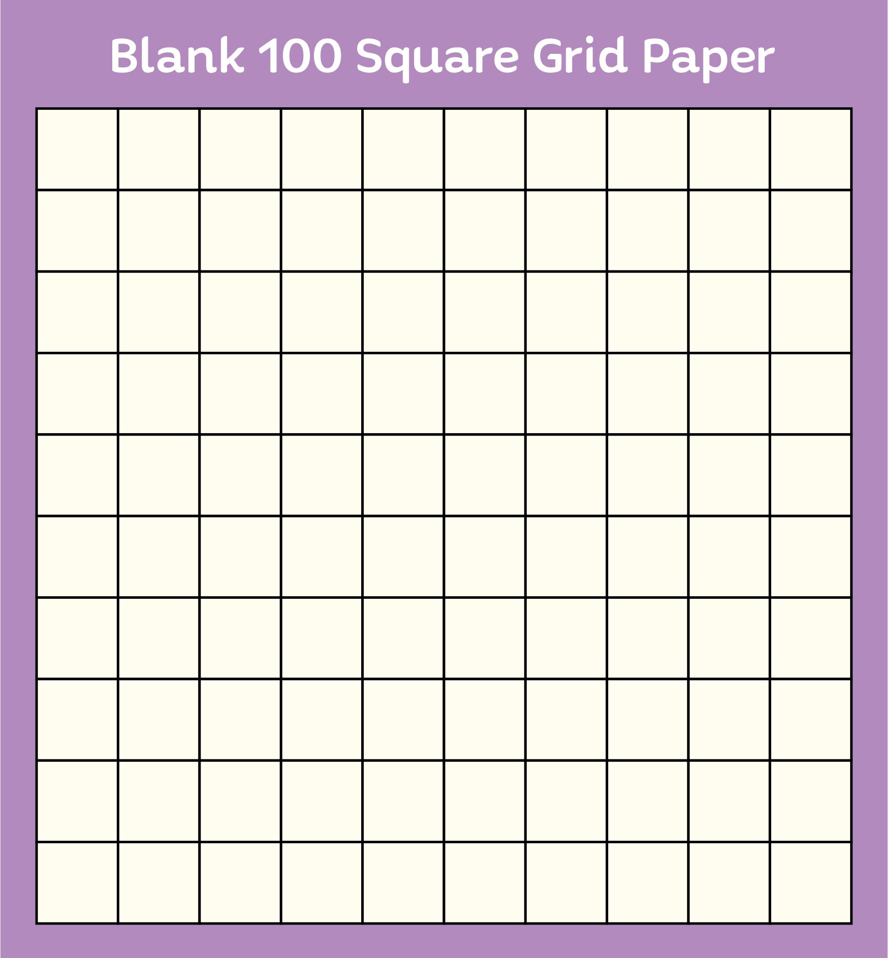 Blank 100 Square Grid Paper
