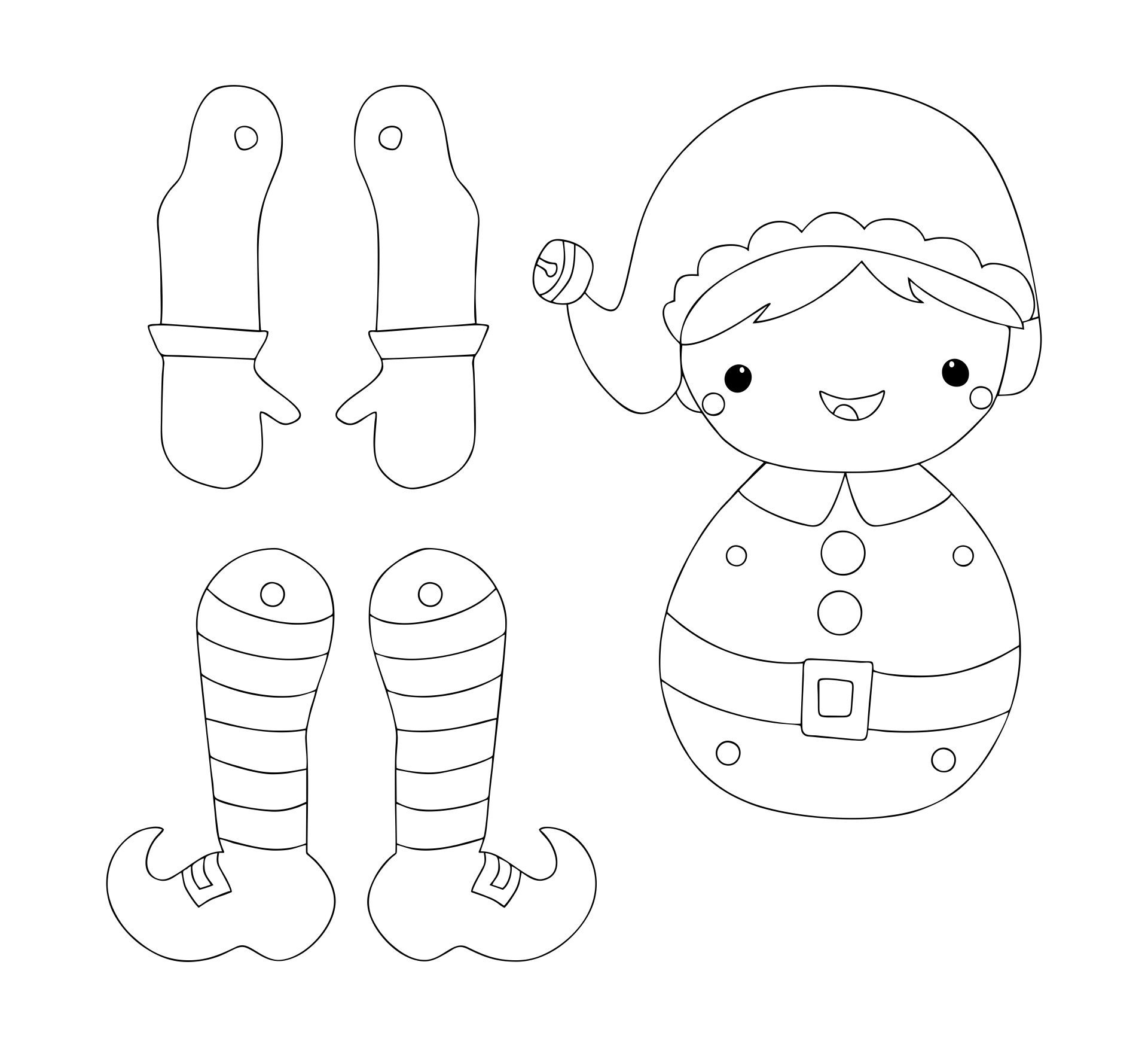 Christmas Elf Paper Doll Template