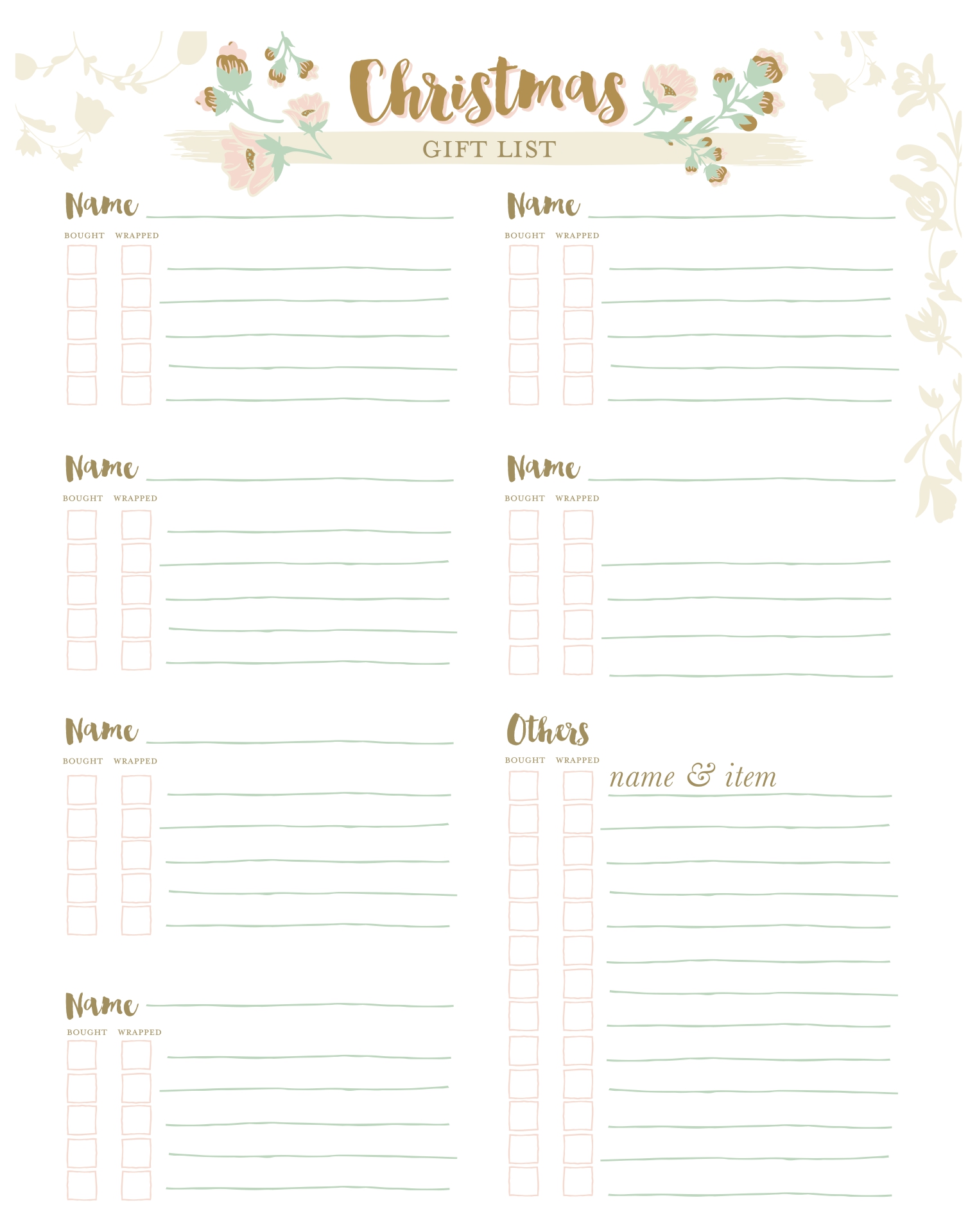  Printable Christmas Organization Lists