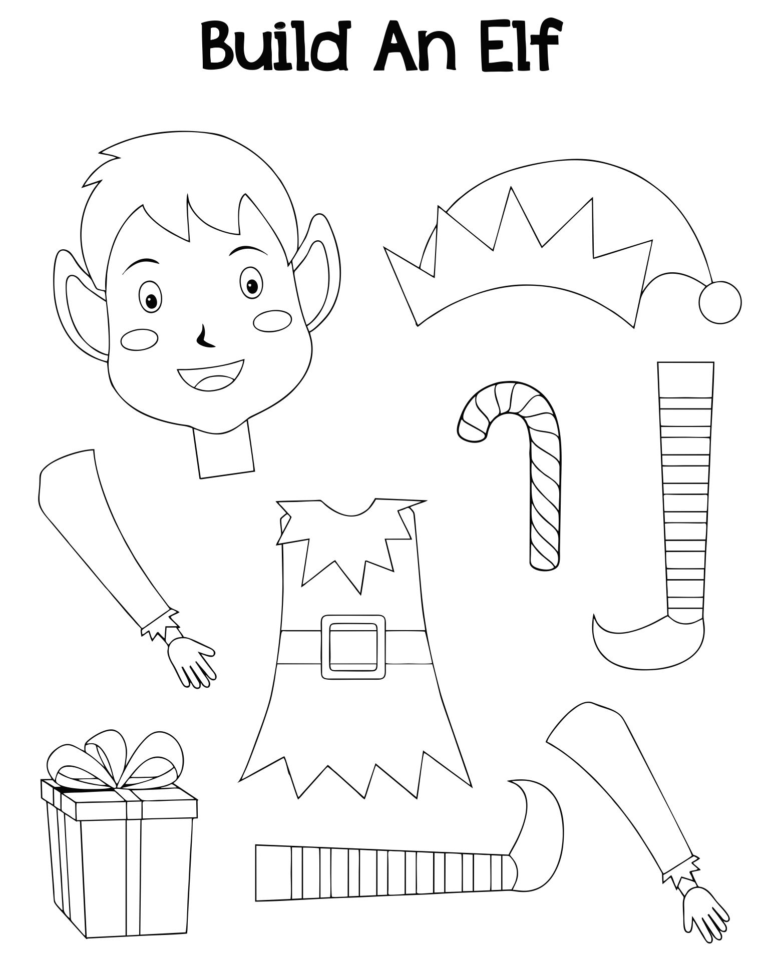 Christmas Cute Elf In Grey Suit Colored Printable Pages Elegant Elf PDF Document Christmas Elf