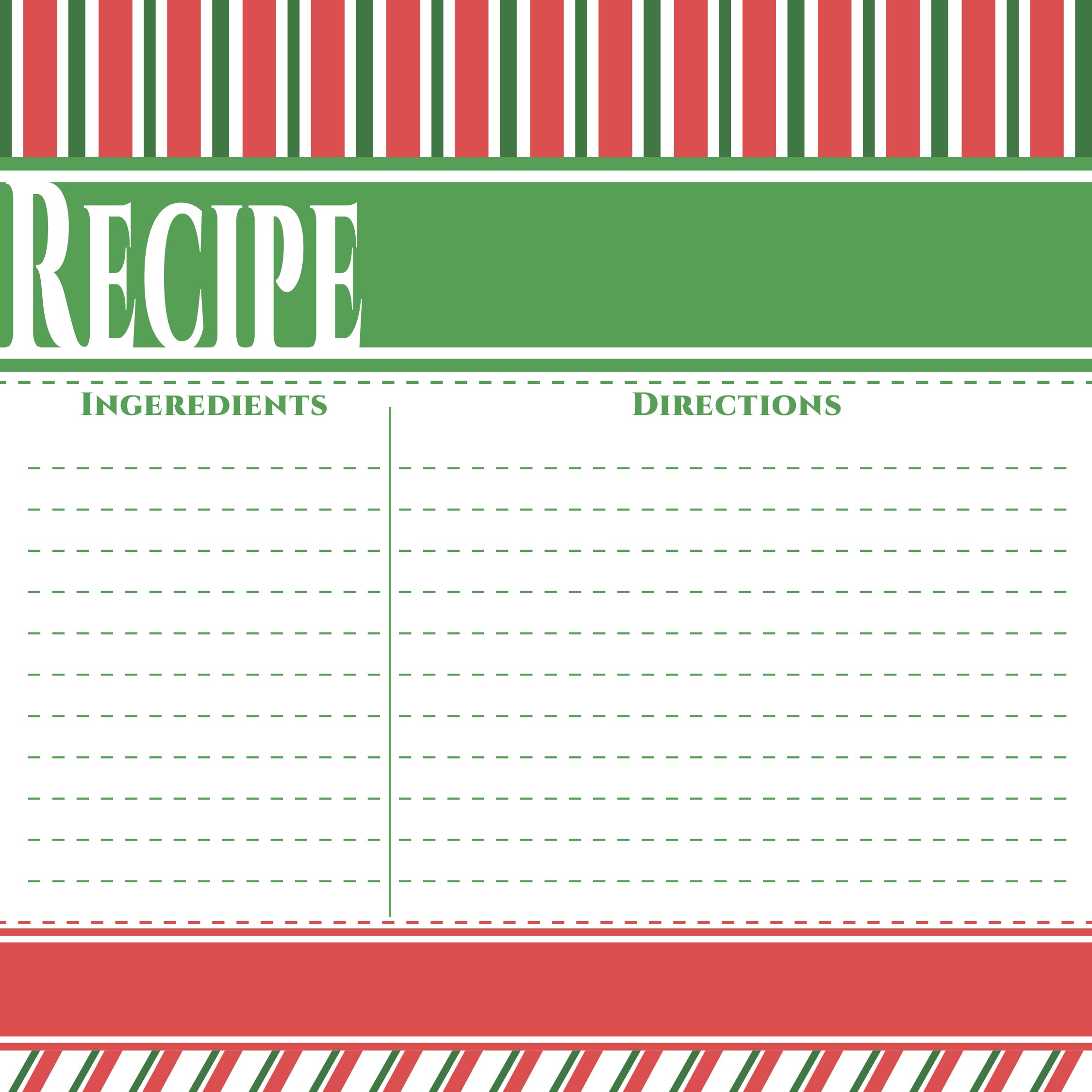 6 Best Customizable Printable Christmas Recipe Card Template