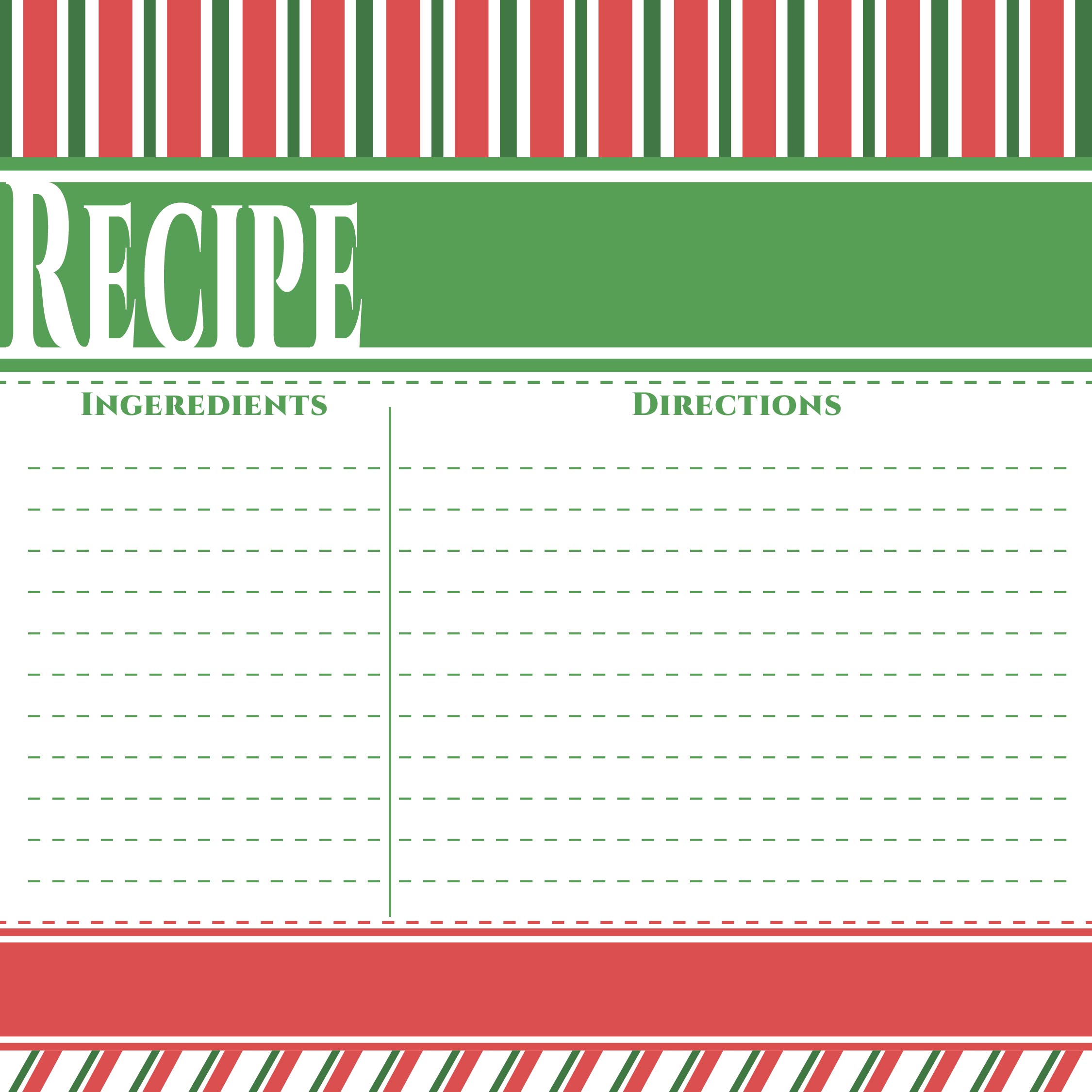 6 Best Customizable Printable Christmas Recipe Card Template 