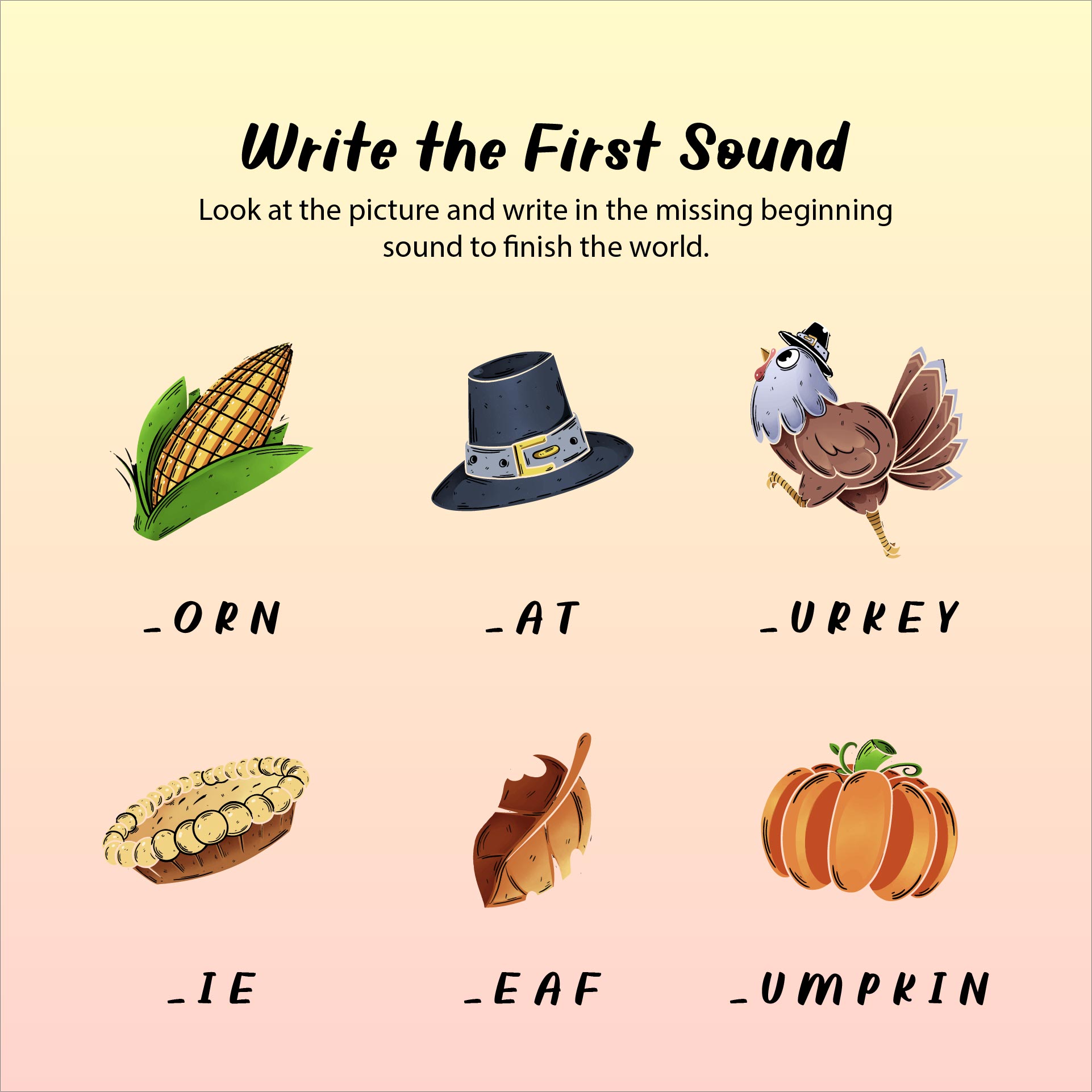 6 Best Free Printable Thanksgiving Worksheets Kindergarten Printablee Com