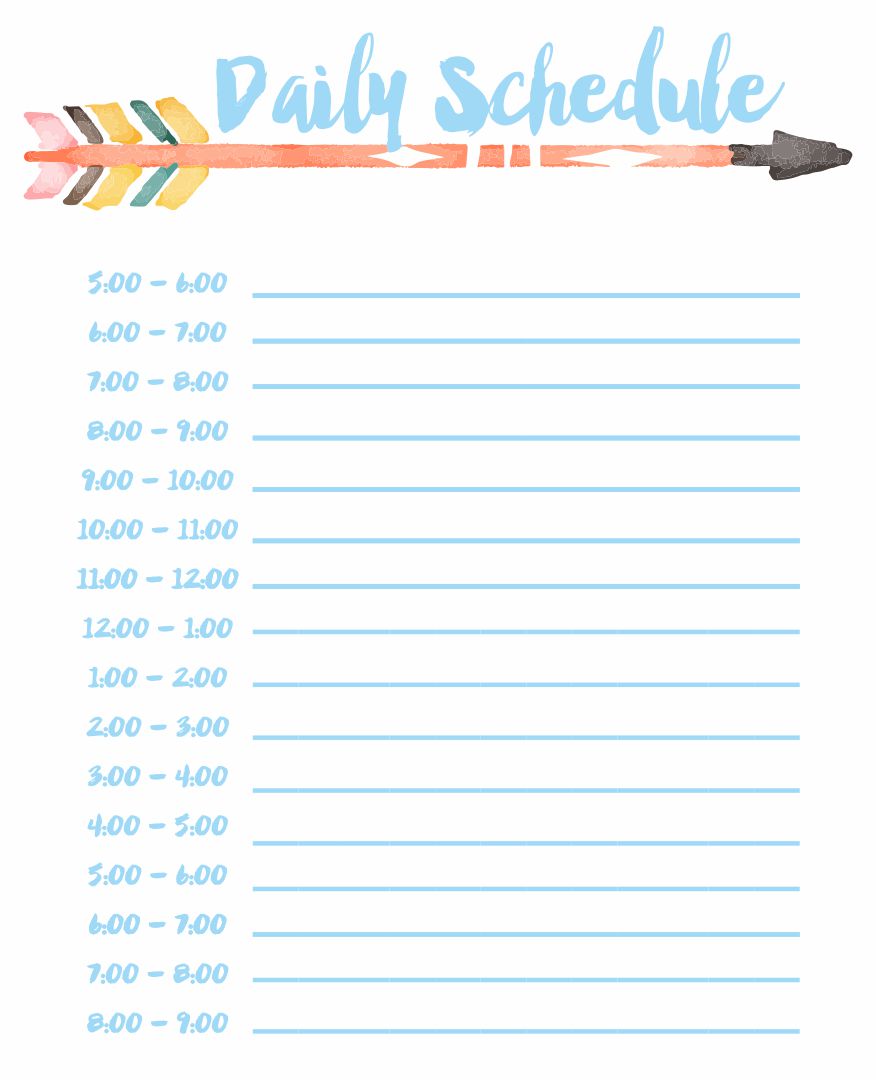 Printable Daily Schedule by Hour