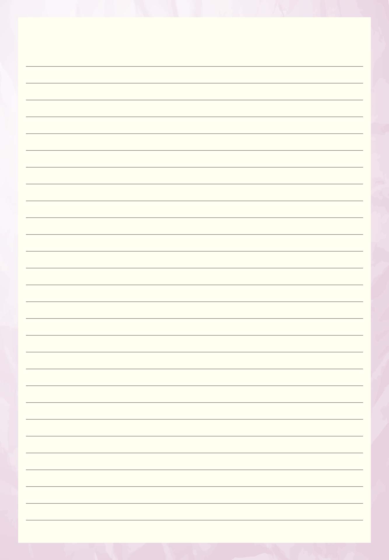 Printable Lined Writing Paper Template