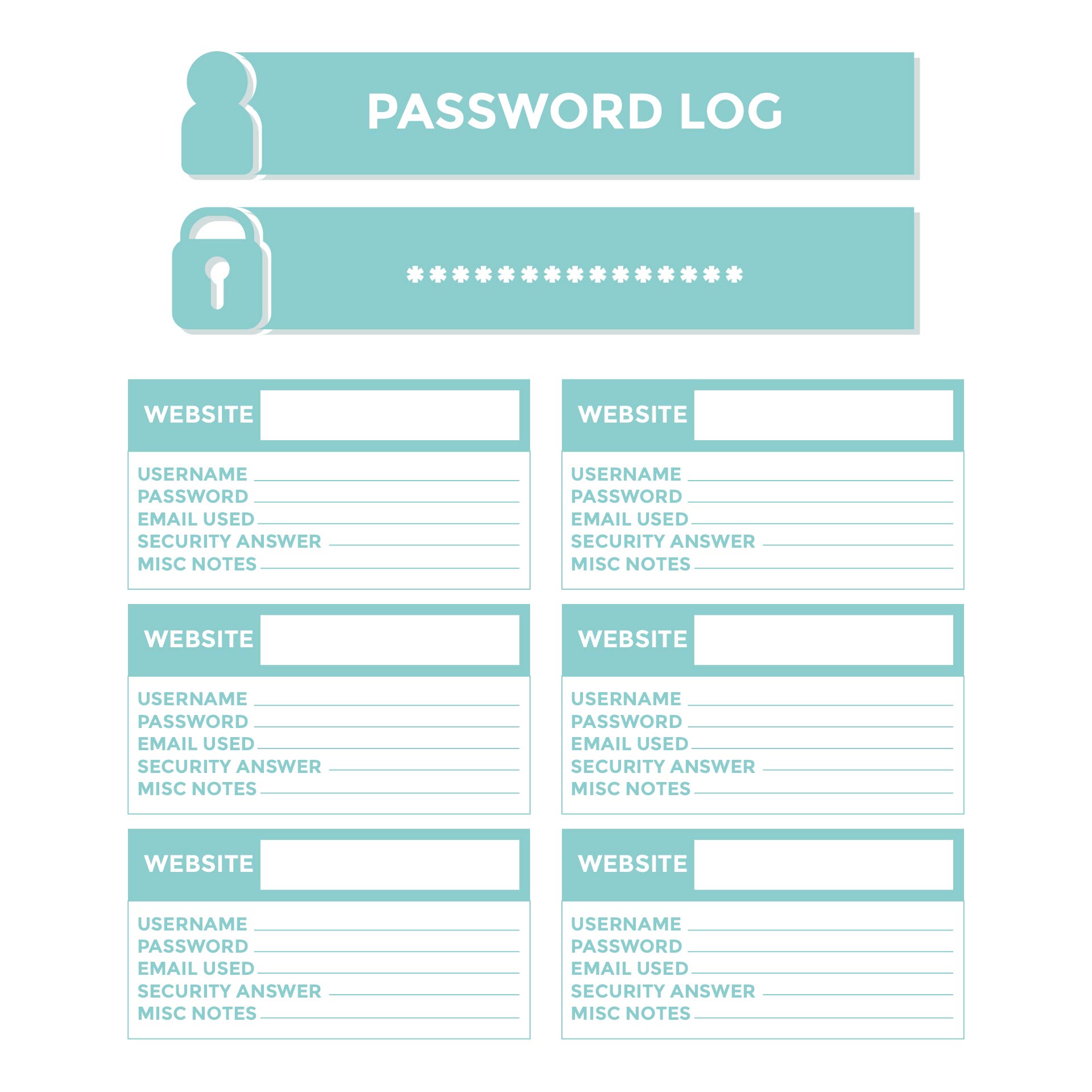 Printable Password Log Template