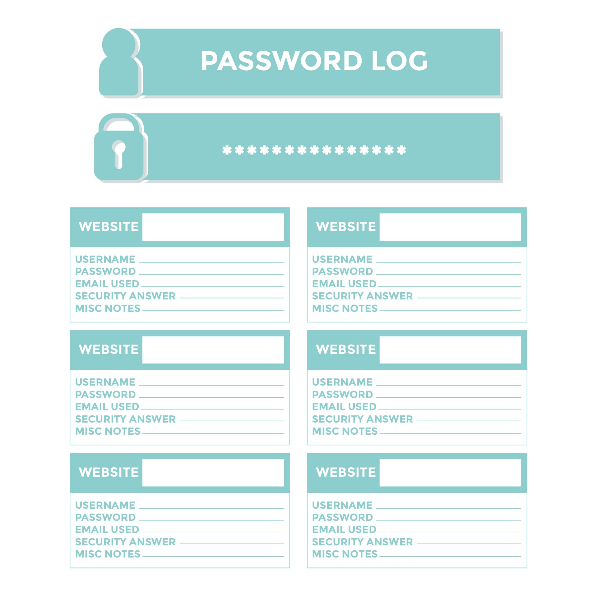 Internet Password Log - 10 Free PDF Printables | Printablee