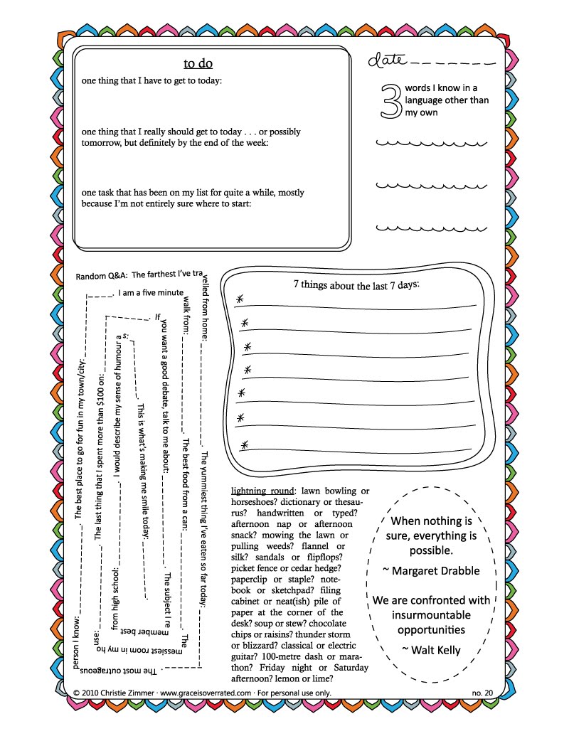 Journal Printable Pages