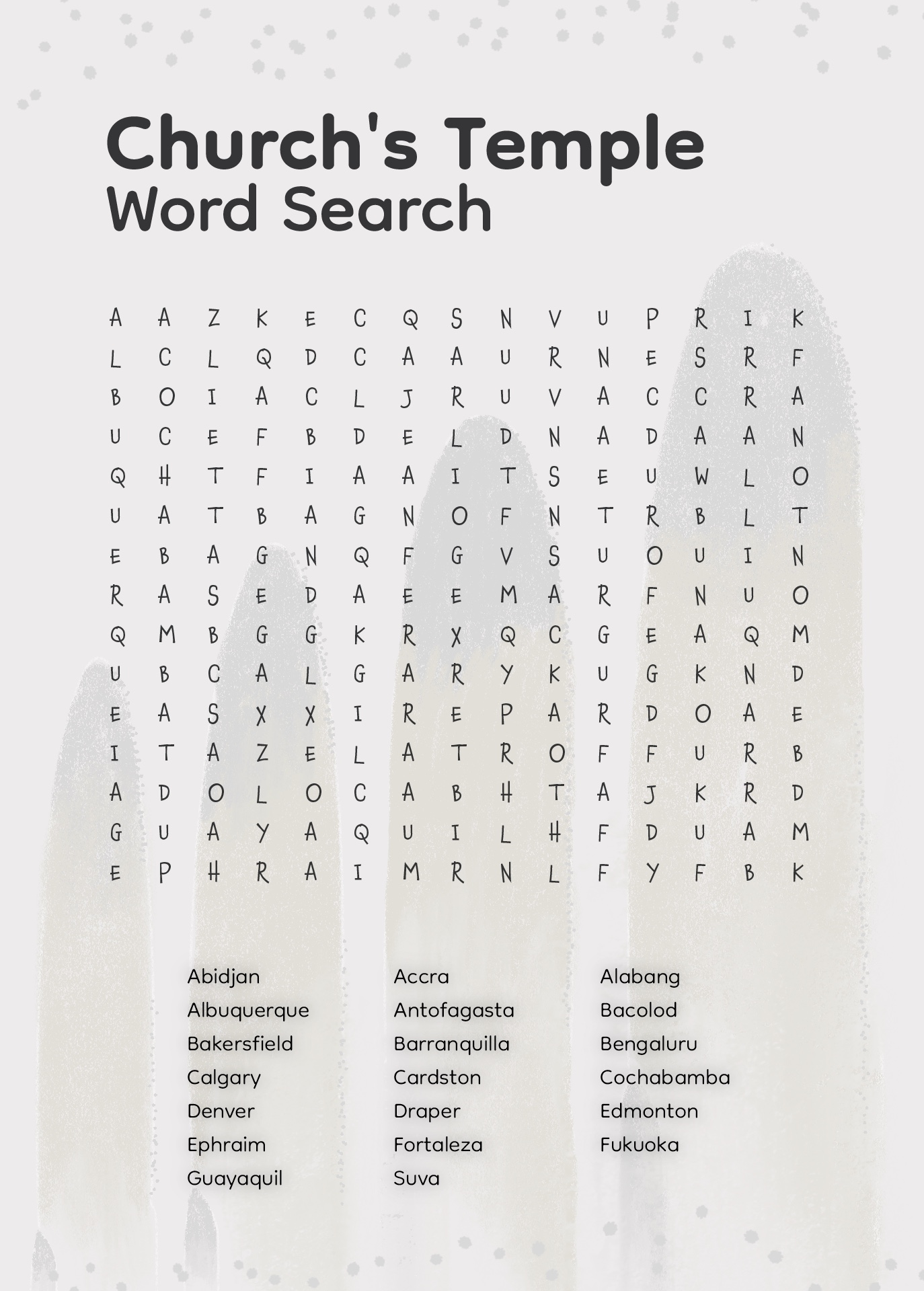 LDS Temple Word Search Puzzle