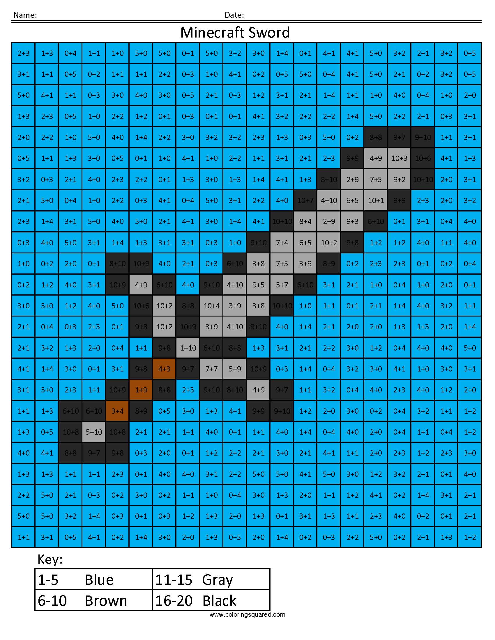 Minecraft Sword Coloring Pages
