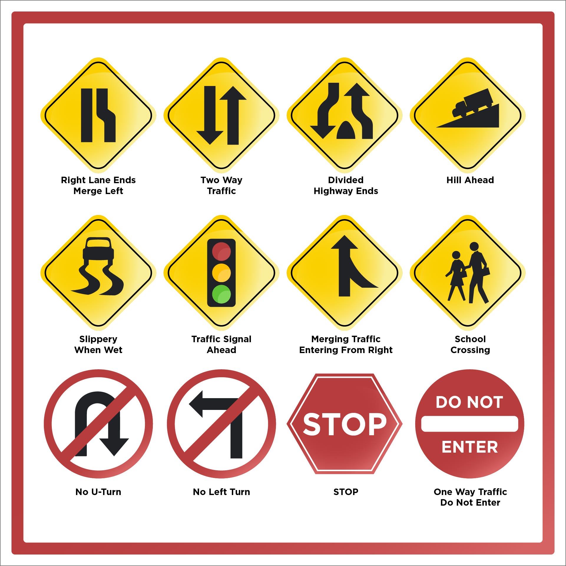 NC Driving Test Road Signs
