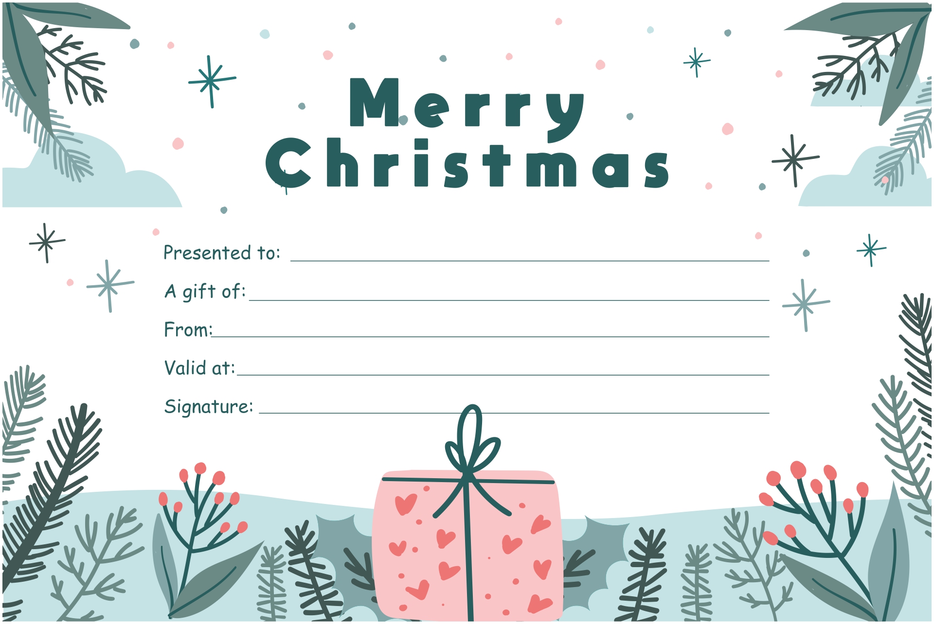 21 Best Printable Holiday Gift Certificate Template - printablee.com For Homemade Christmas Gift Certificates Templates