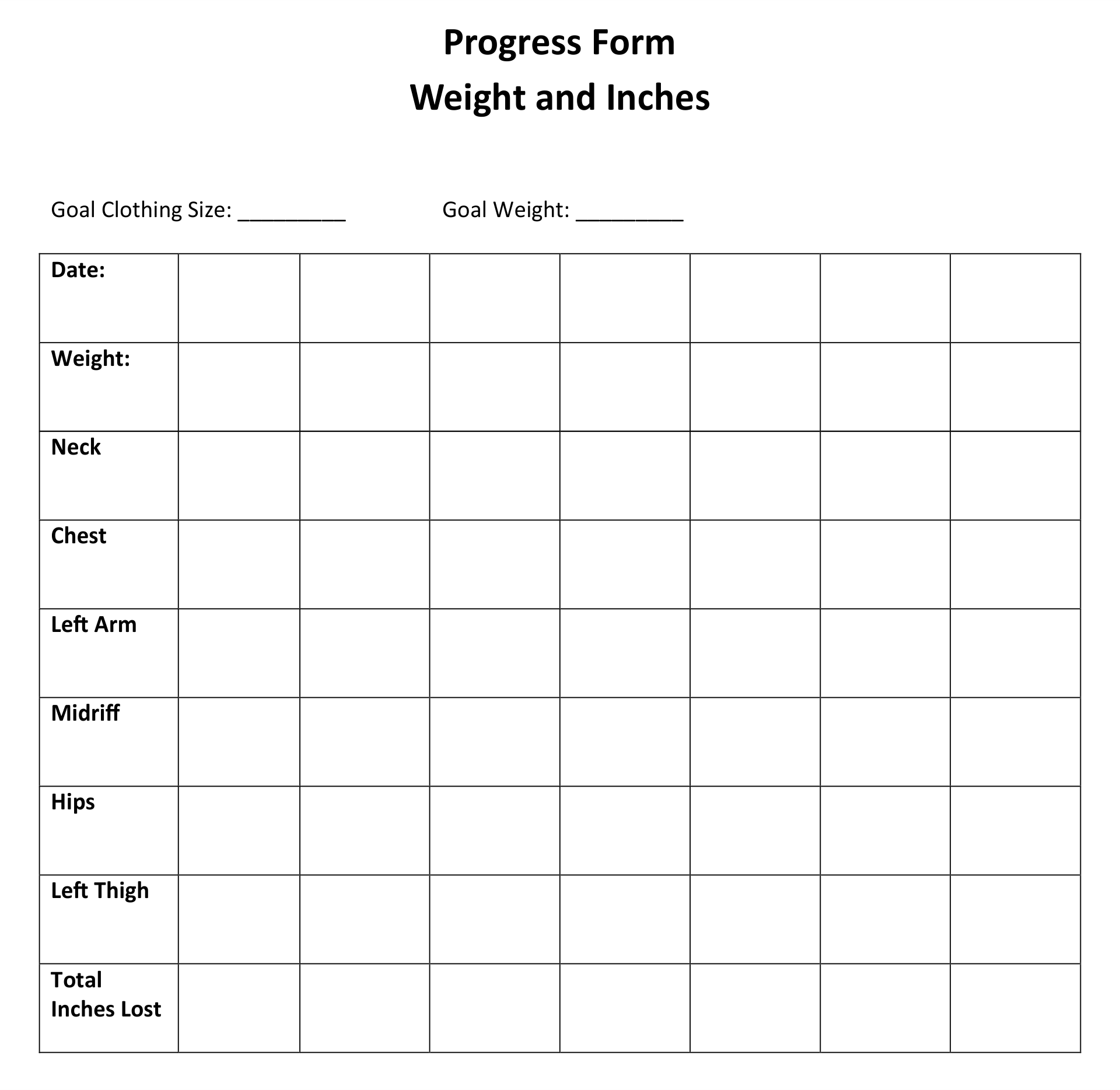 Printable Daily Weight Chart