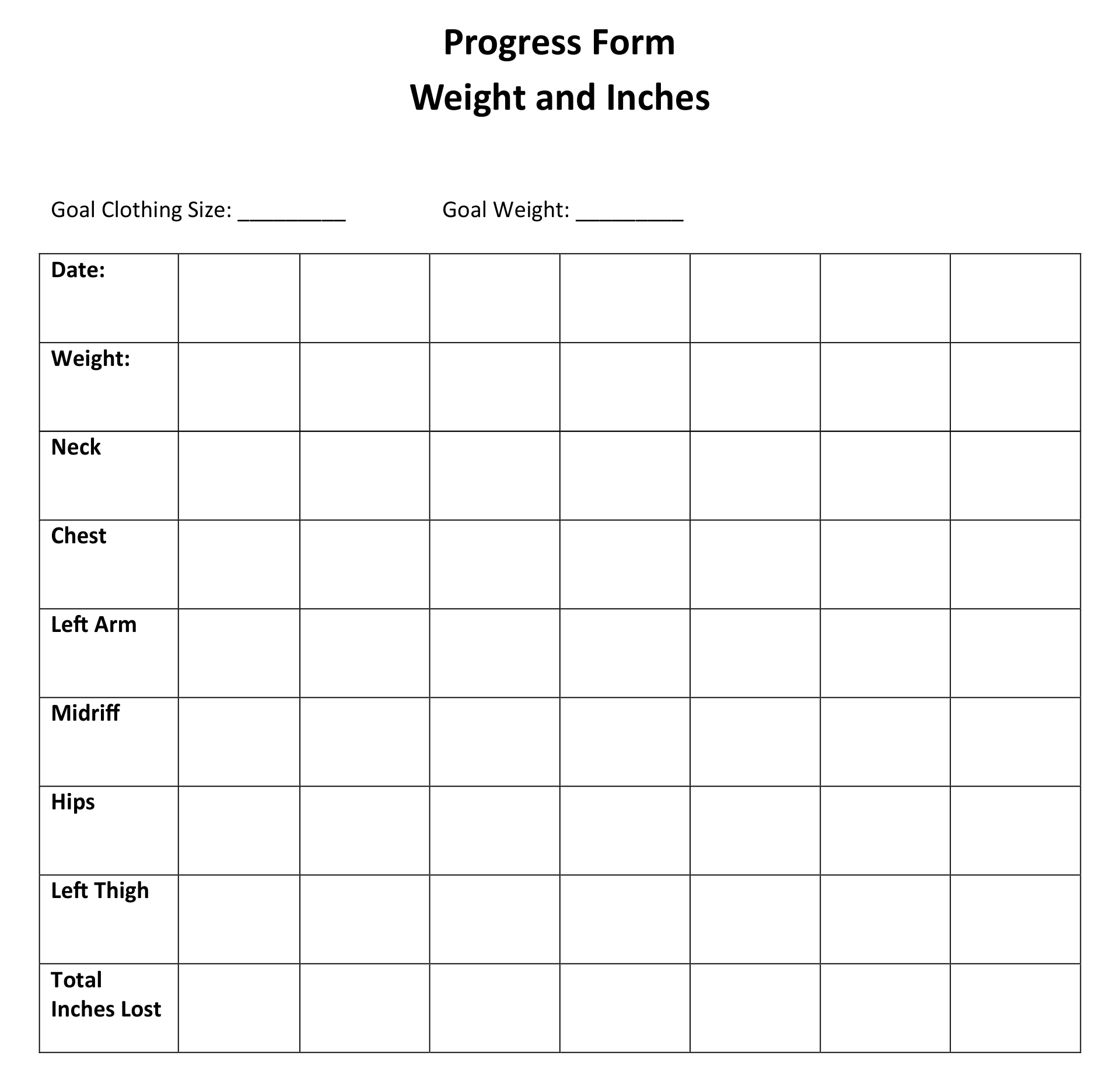 Weight Log Printable