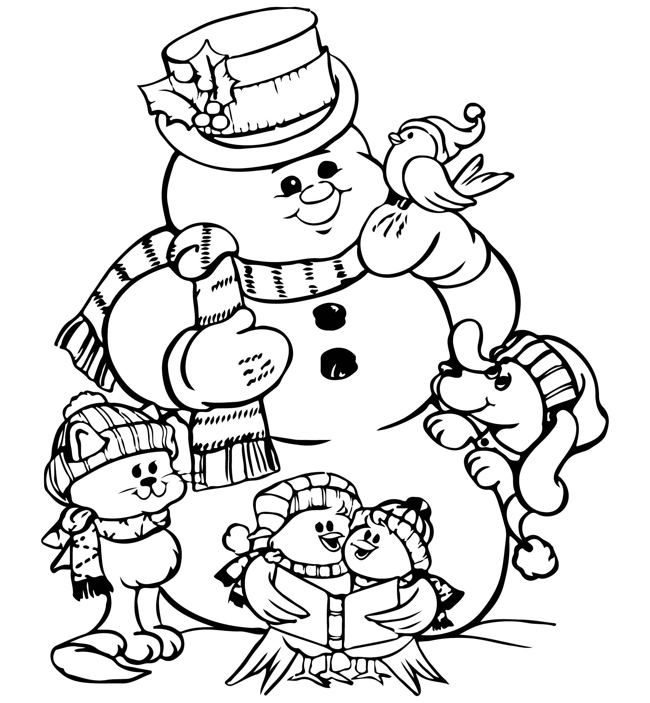 Snowman Coloring Page - Printable Christmas Coloring Pages for Kids Scan