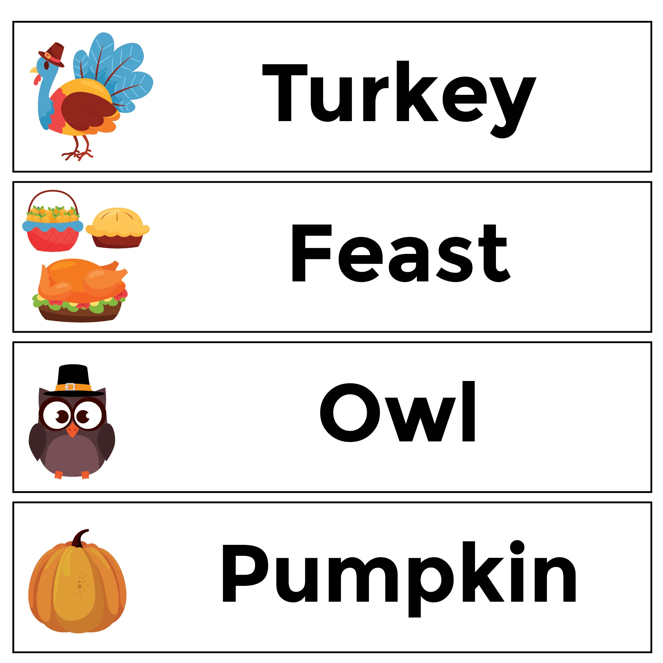 Printable Thanksgiving Word Wall