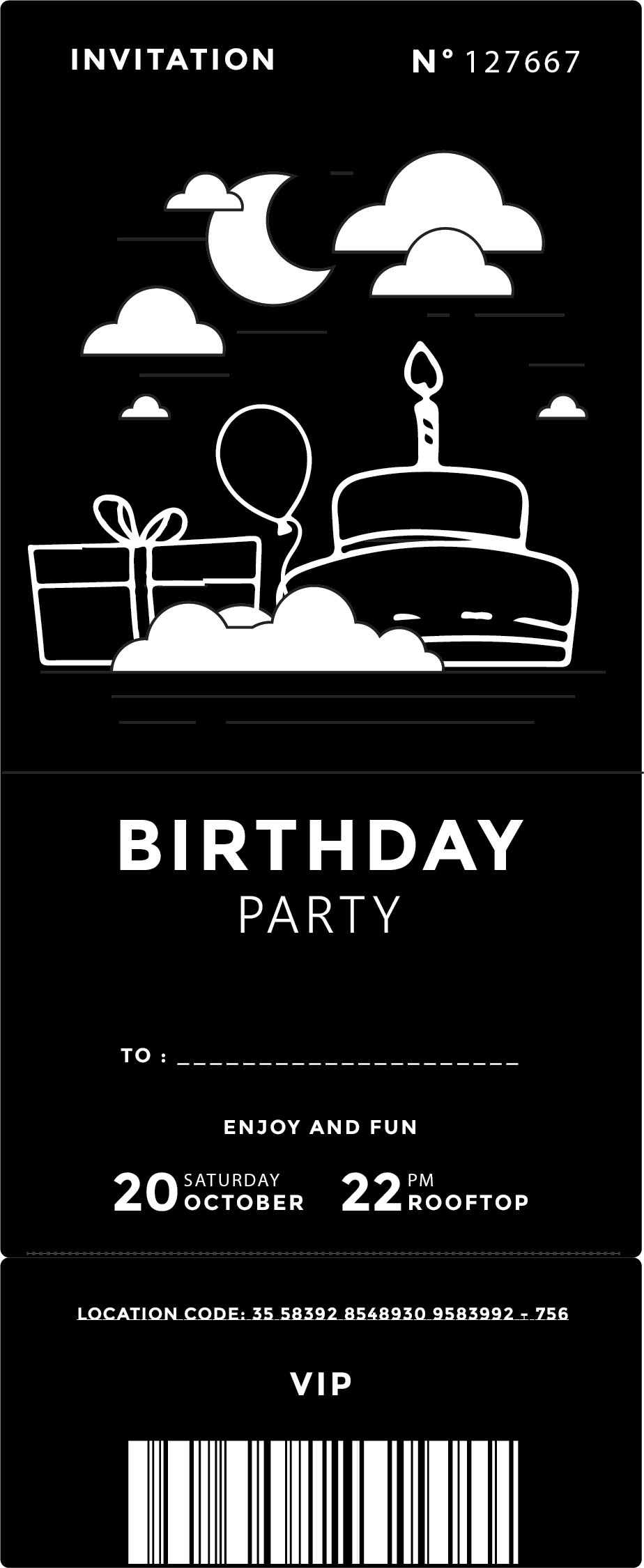 Black and White Birthday Invitations Free