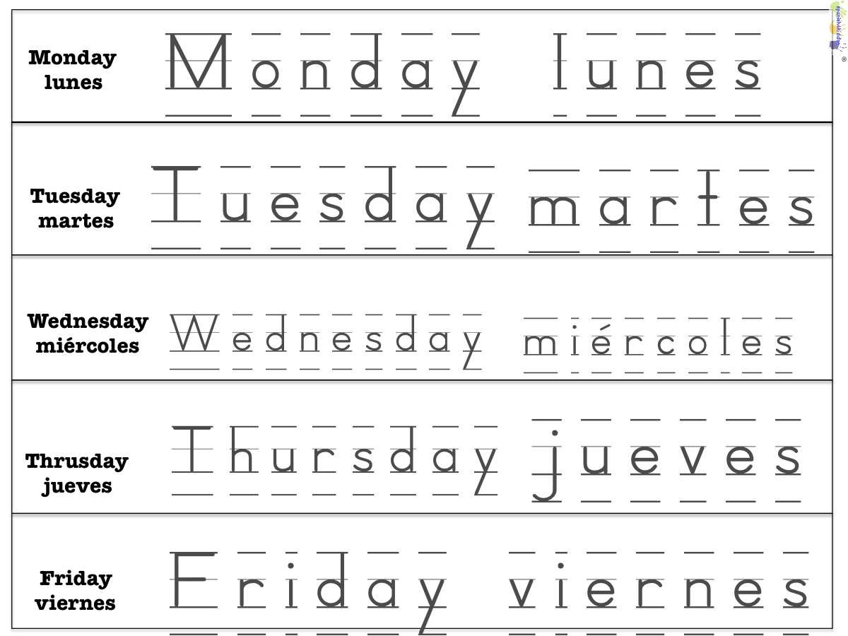 Days of Week Spanish Worksheet