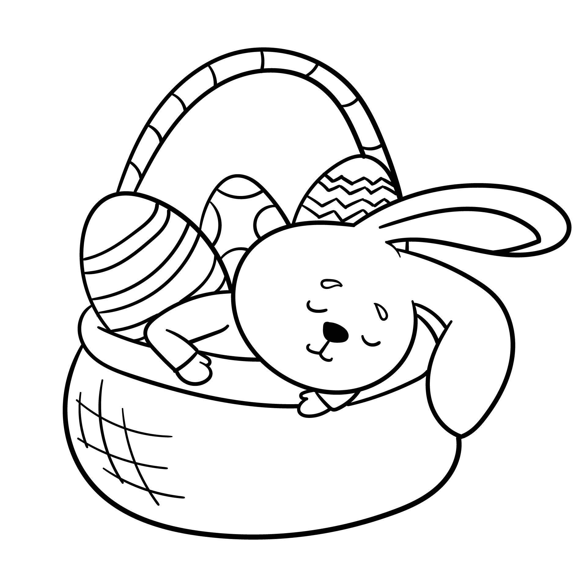 Easter Bunny and Basket Coloring Pages