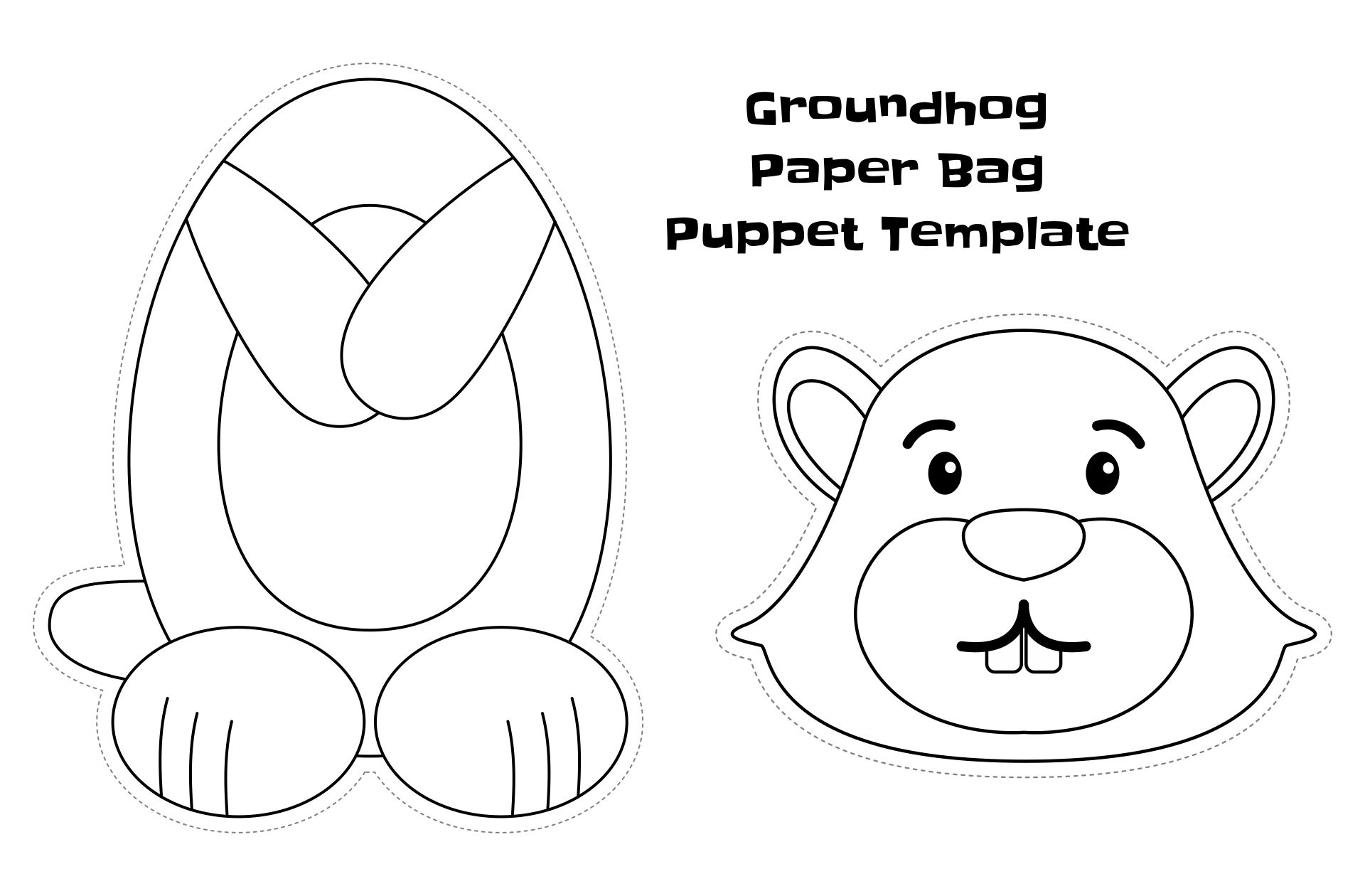 Groundhog Paper Bag Puppet Template