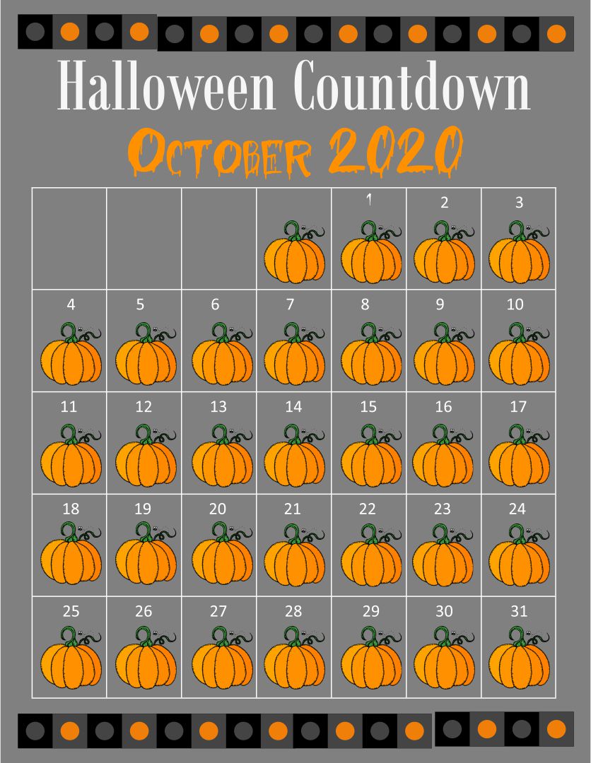 Halloween October 2014 Calendar Printable