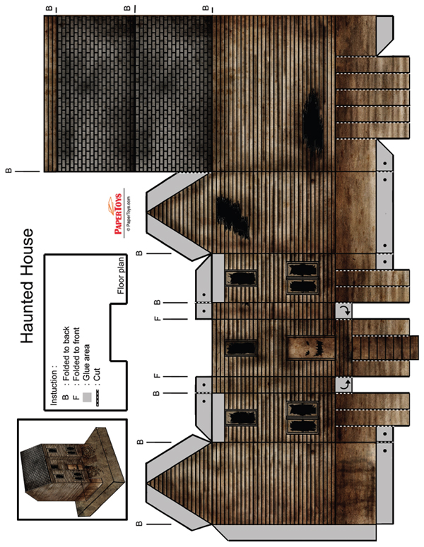 Haunted House Paper Model Printable