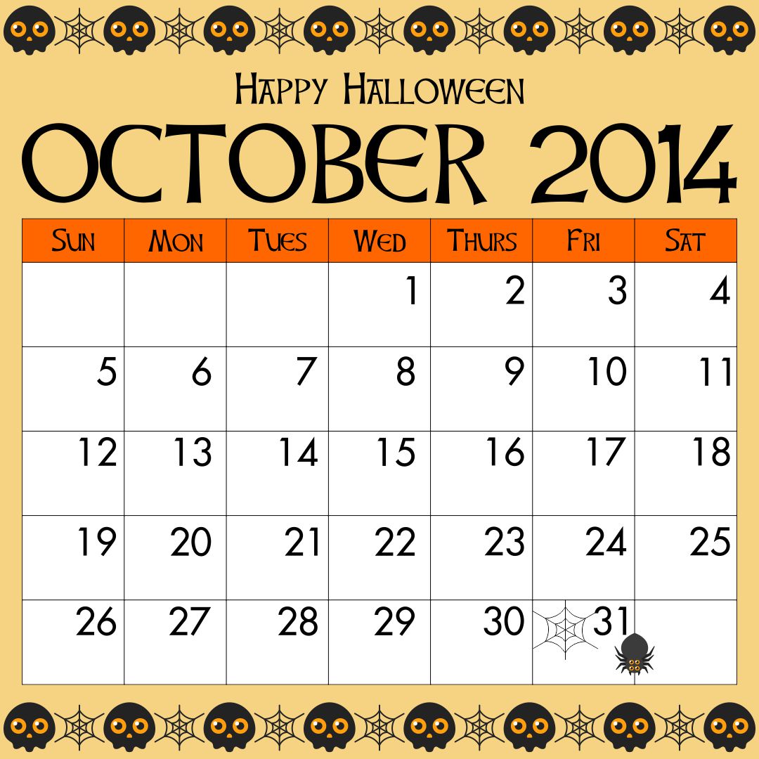 October 2014 Calendar Printable